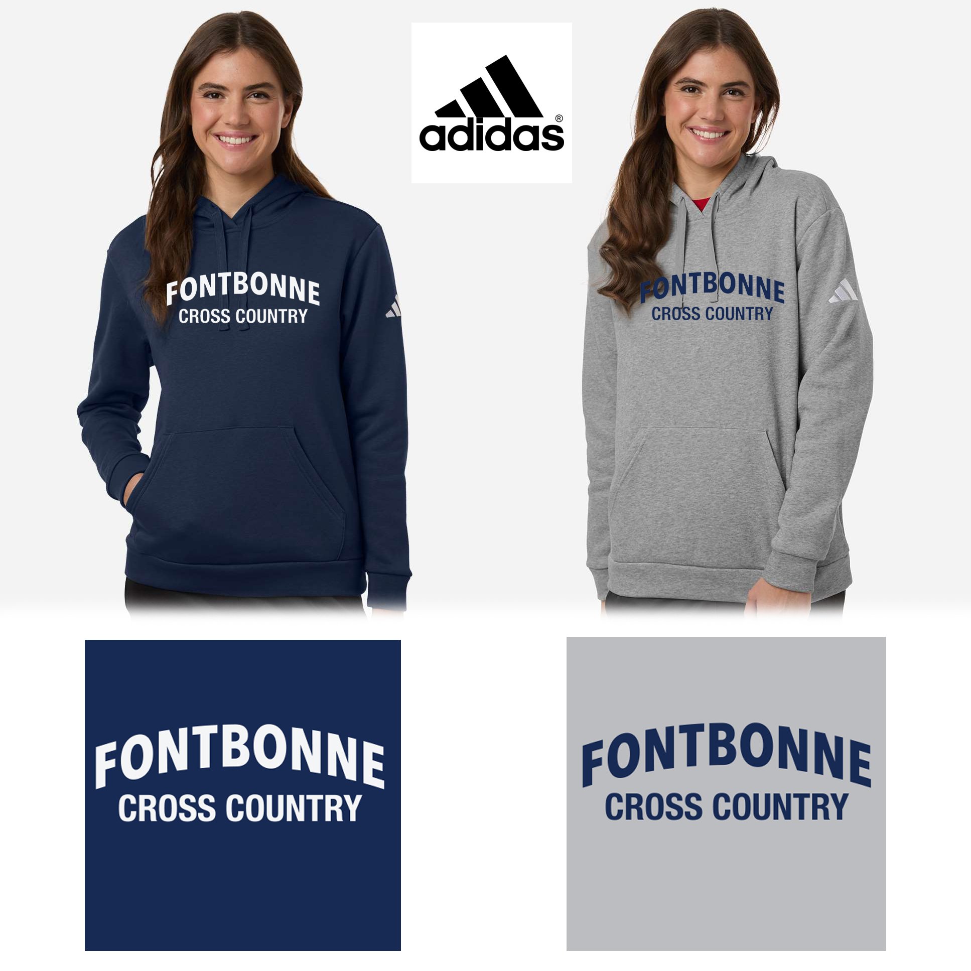 Fontbonne Academy Cross Country Adidas Women's Fleece Hooded Sweatshirt, Women’s Fit, #AT204