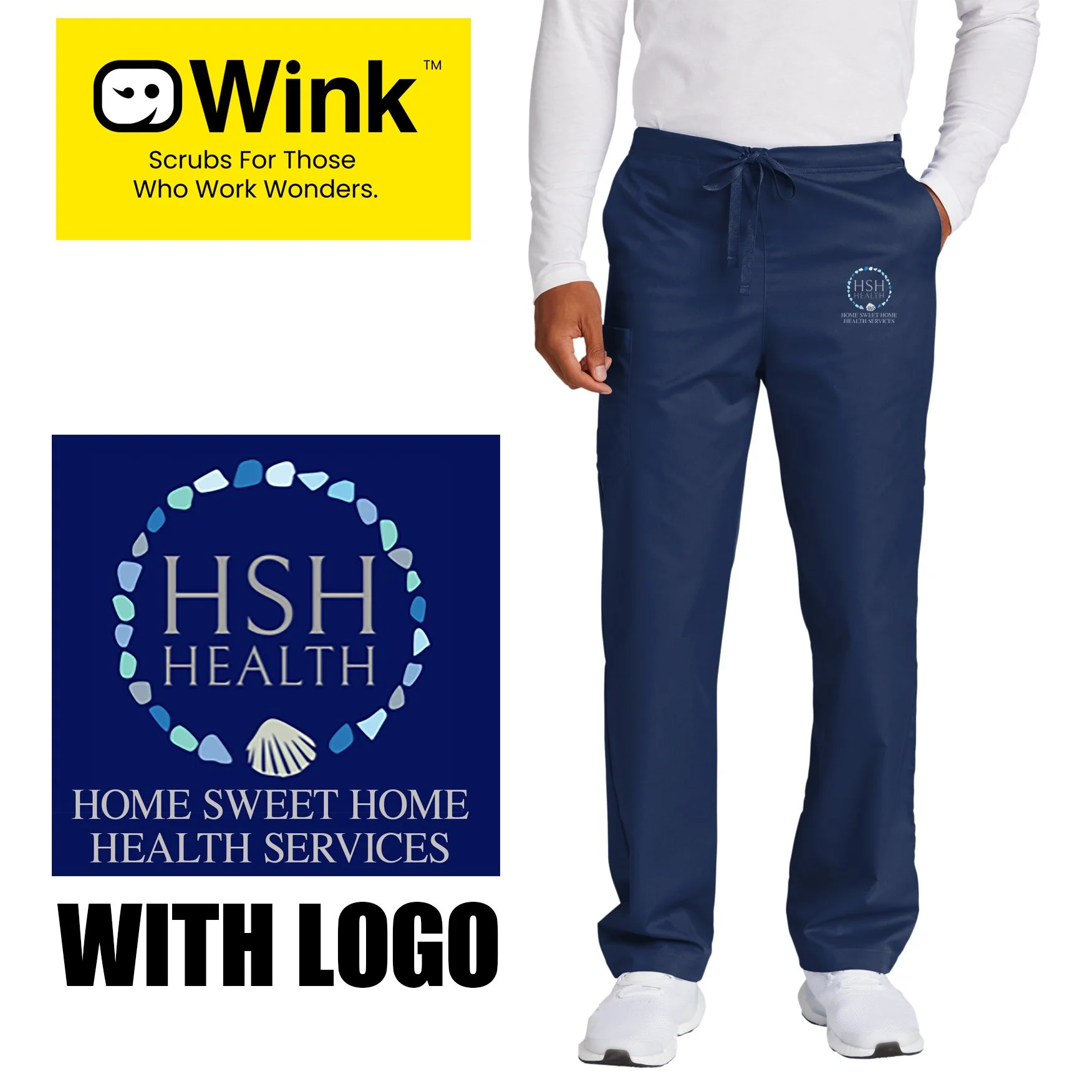 Home Sweet Home Health Services Wink® Unisex WorkFlex Cargo Pant With Logo, Unisex Adult, #WW3150