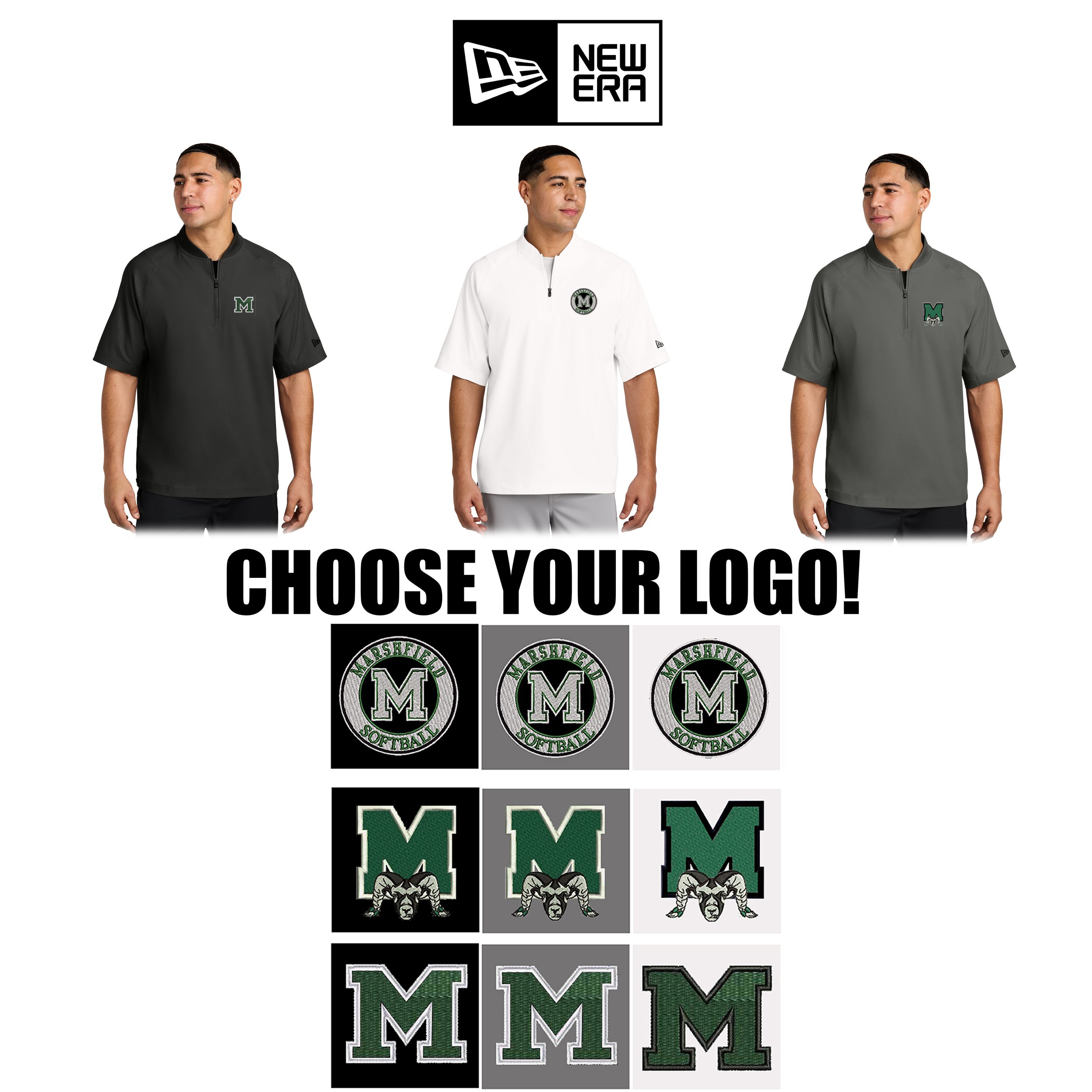 Marshfield Girls Softball New Era® Cage Short Sleeve 1/4-Zip Jacket, Adult Unisex/Men’s Fit, #NEA600