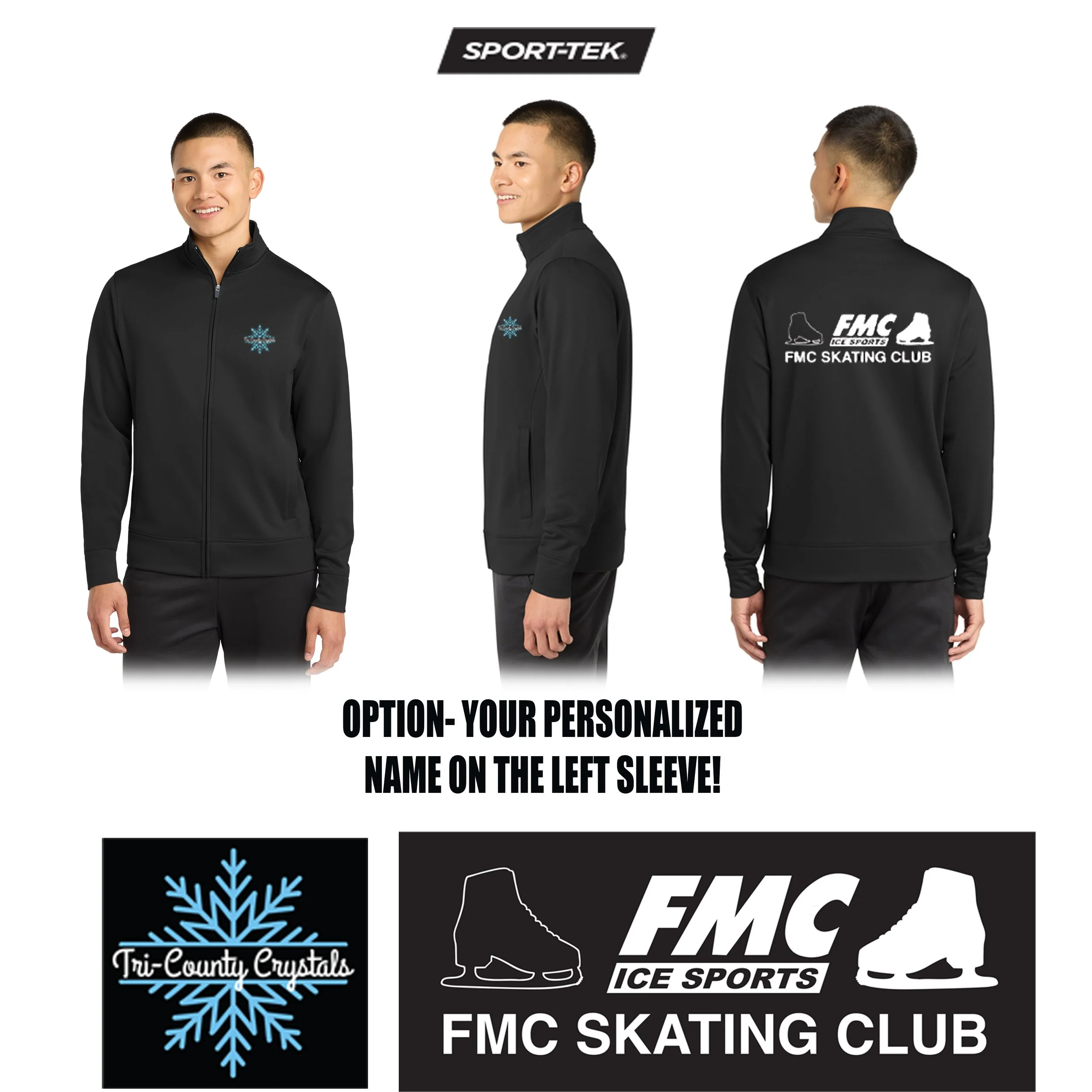 FMC Ice Sports Franklin Sport-Tek® Sport-Wick® Fleece Full-Zip Jacket, adult unisex/Men’s Fit, #ST241