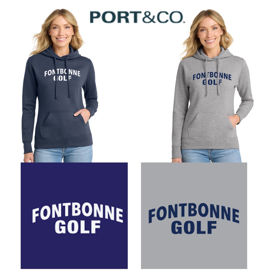 Fontbonne Academy Golf Port & Co™ Women's Core Fleece Pullover Hooded Sweatshirt, Ladies Fit, #LPC78H