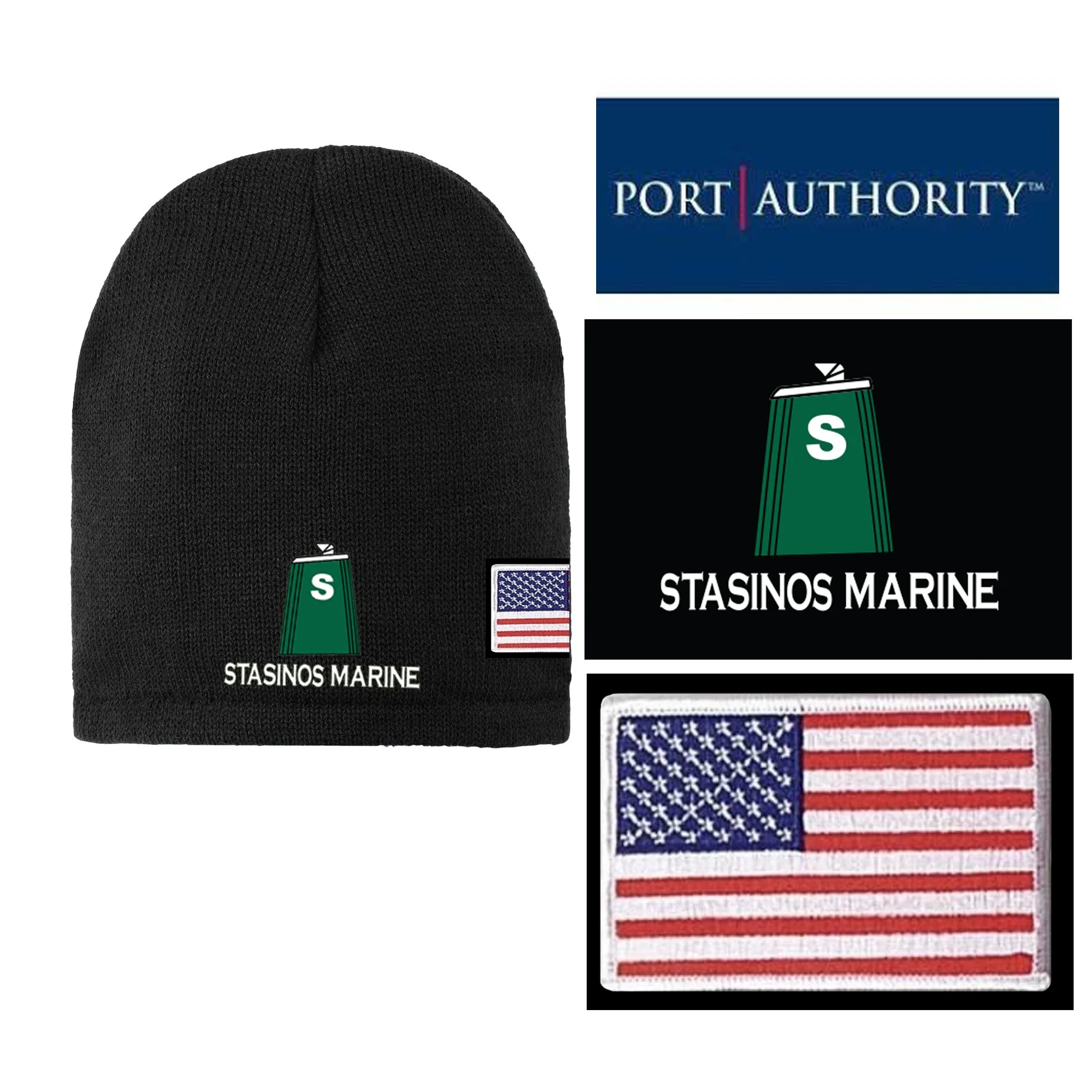 Stasinos Marine Port Authority® Fleece-Lined Beanie Cap, , FLAG IMPRINT INCLUDED, Black, CP91L
