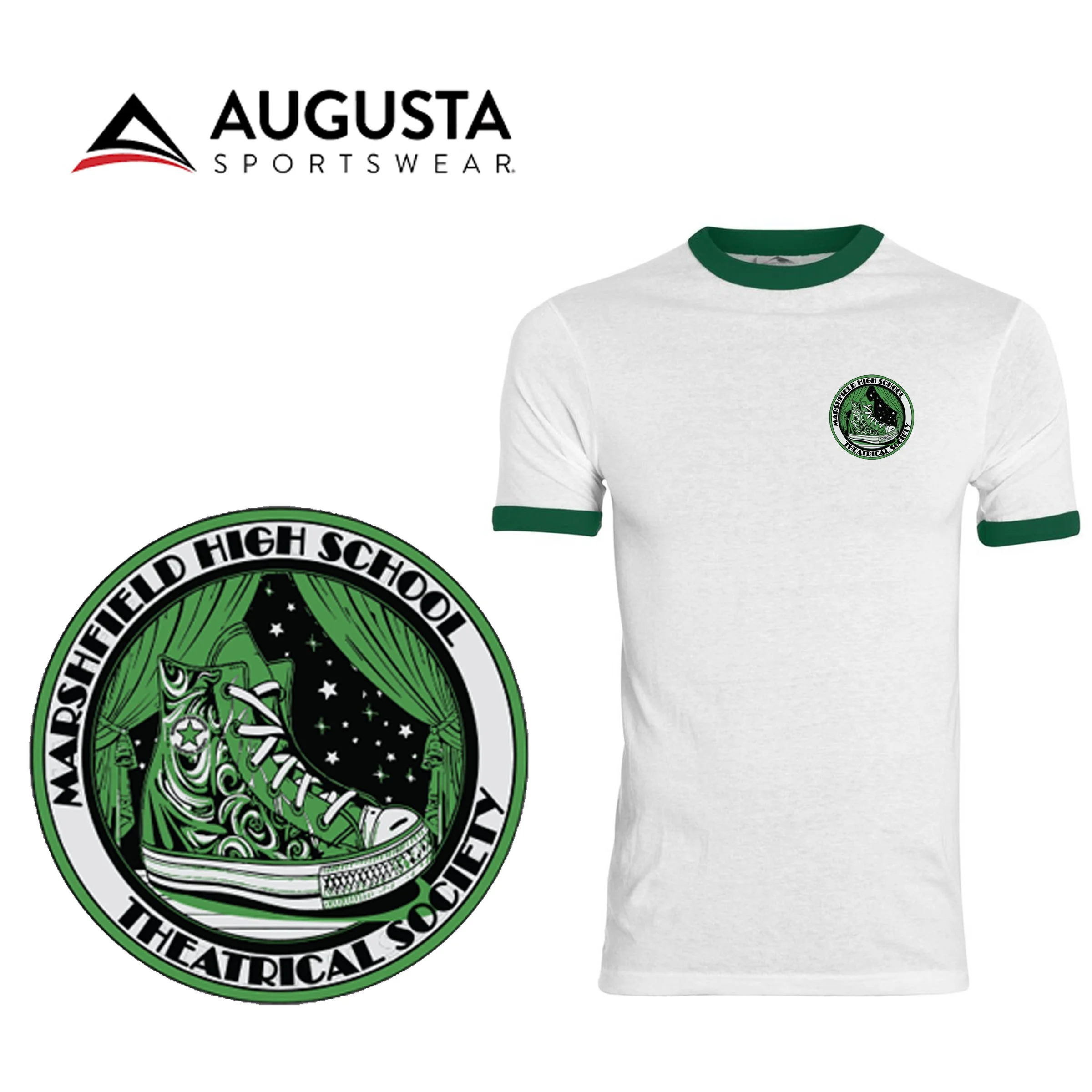 Marshfield High School Theatrical Society Augusta Sportswear Youth Ringer T-Shirt, Youth Fit, #711
