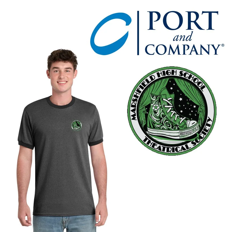 Marshfield High School Theatrical Society Port & Co™ Core Cotton Ringer Tee, Adult Unisex/Men’s Fit, #PC54R