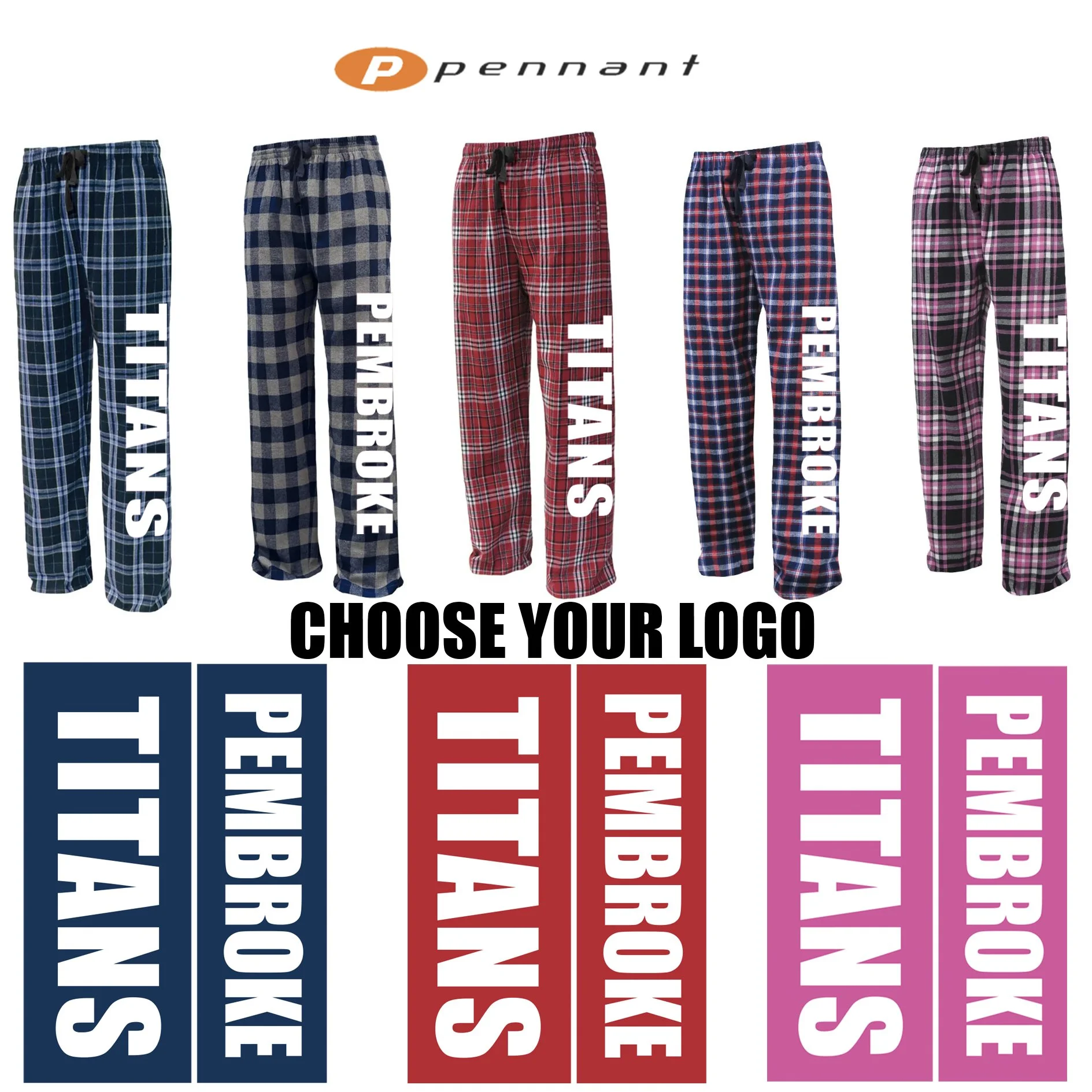 Bryantville Elementary School Pennant Brand Adult Flannel Pant, Silkscreened, Adult Unisex/men’s  Fit, #FLNP