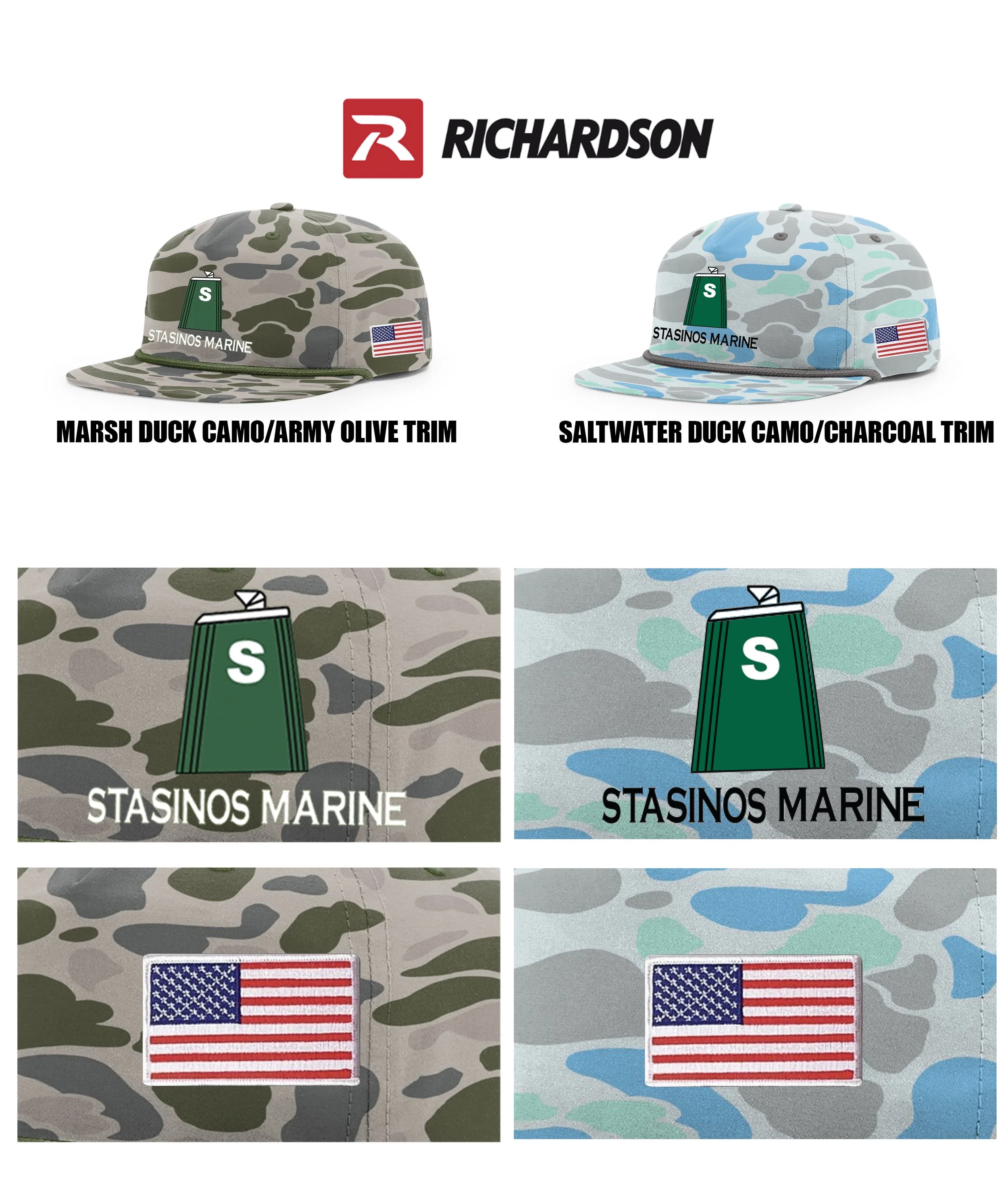 Stasinos Marine Richardson Printed Umpqua Gramps Cap, AMERICAN FLAG IMPRINT INCLUDED, #256P