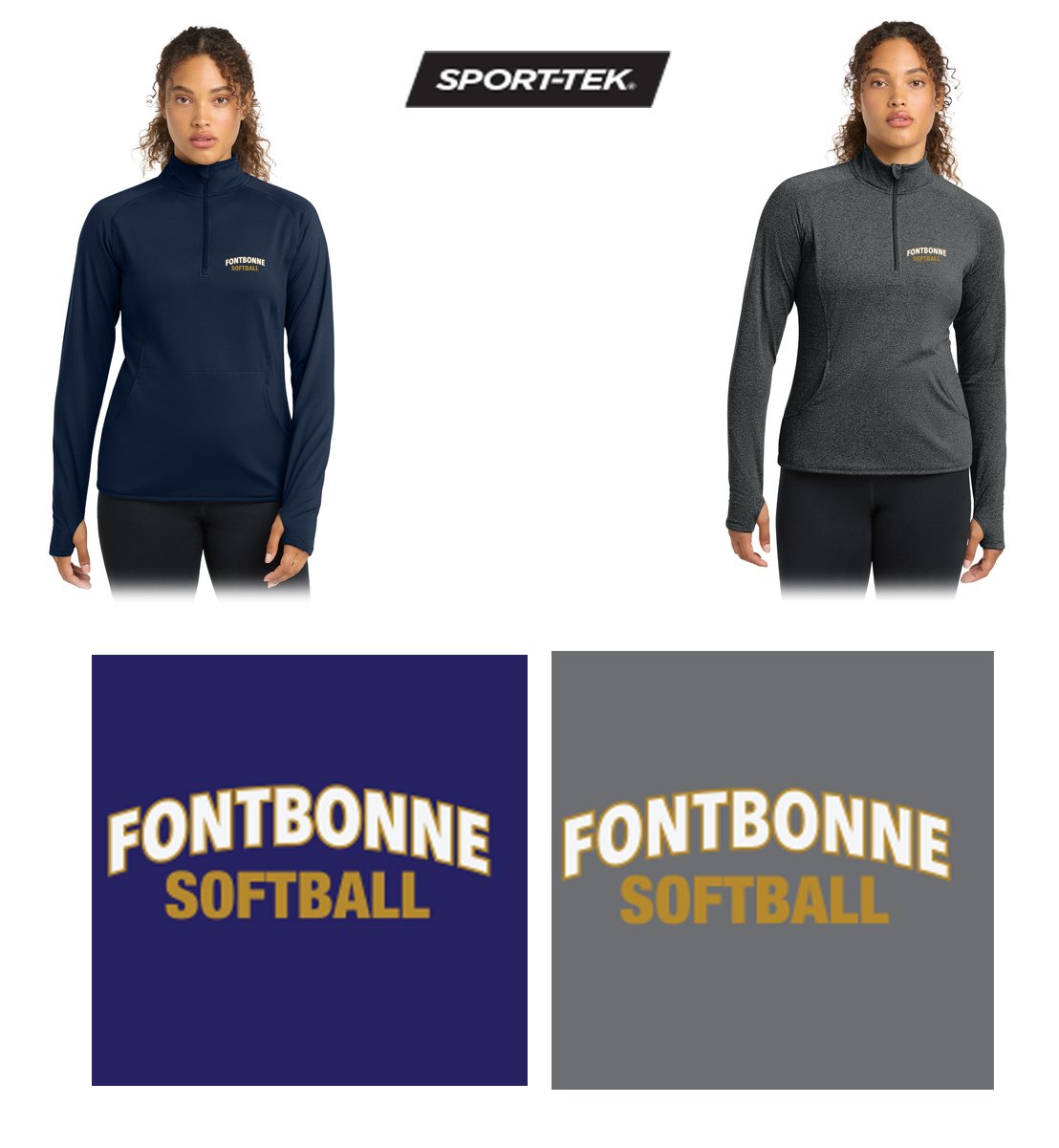 Fontbonne Academy Softball Sport-Tek® Women's Sport-Wick® Stretch 1/2-Zip Pullover, Medium Weight, Ladies Fit, #LST850