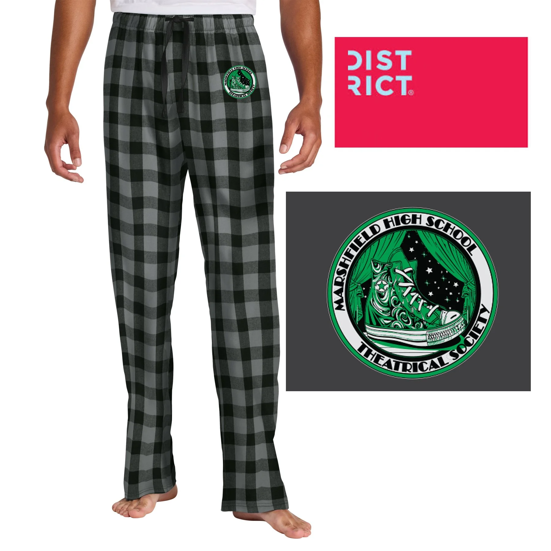 Marshfield High School Theatrical Society District Flannel Plaid Pant, Adult Unisex/Men’s Fit, #DT1800