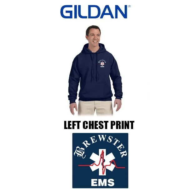 Brewster Ambulance Gildan Adult Unisex/Mens DryBlend® 9.0 oz., 50/50 Hood, Left Chest Version #G125