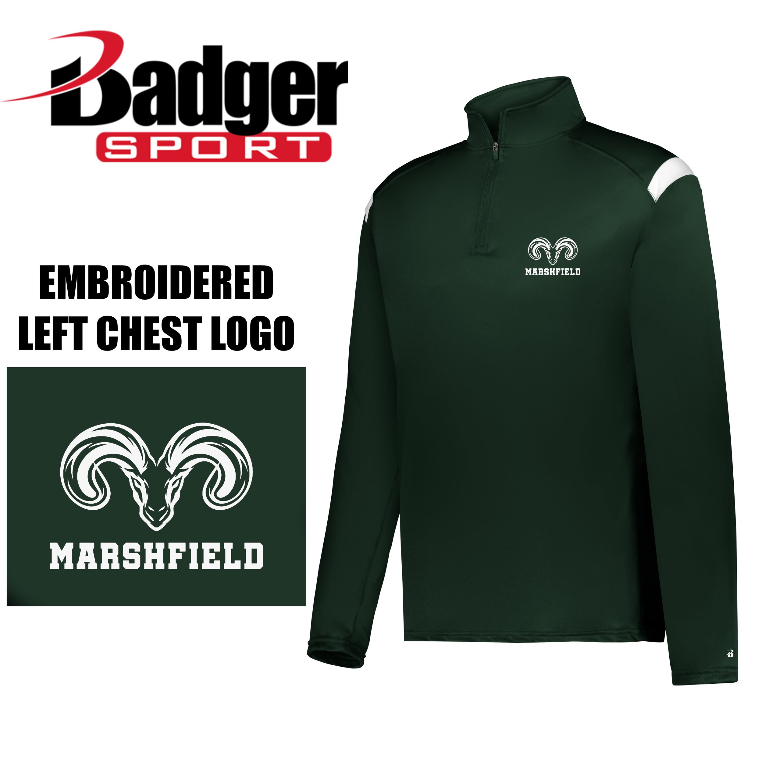 Furnace Brook Middle School Apparel Badger Sport On The Rise 1/4 Zip Pullover, ATHLETIC, Adult Unisex/Men’s Fit, #426500