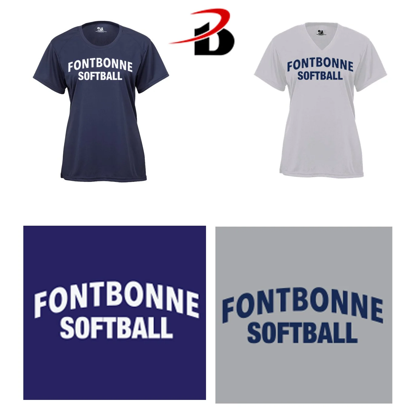 Fontbonne Academy Softball Badger Brand Women’s B-Core Performance Material Short Sleeve Tee, Women’s Fit, #416000