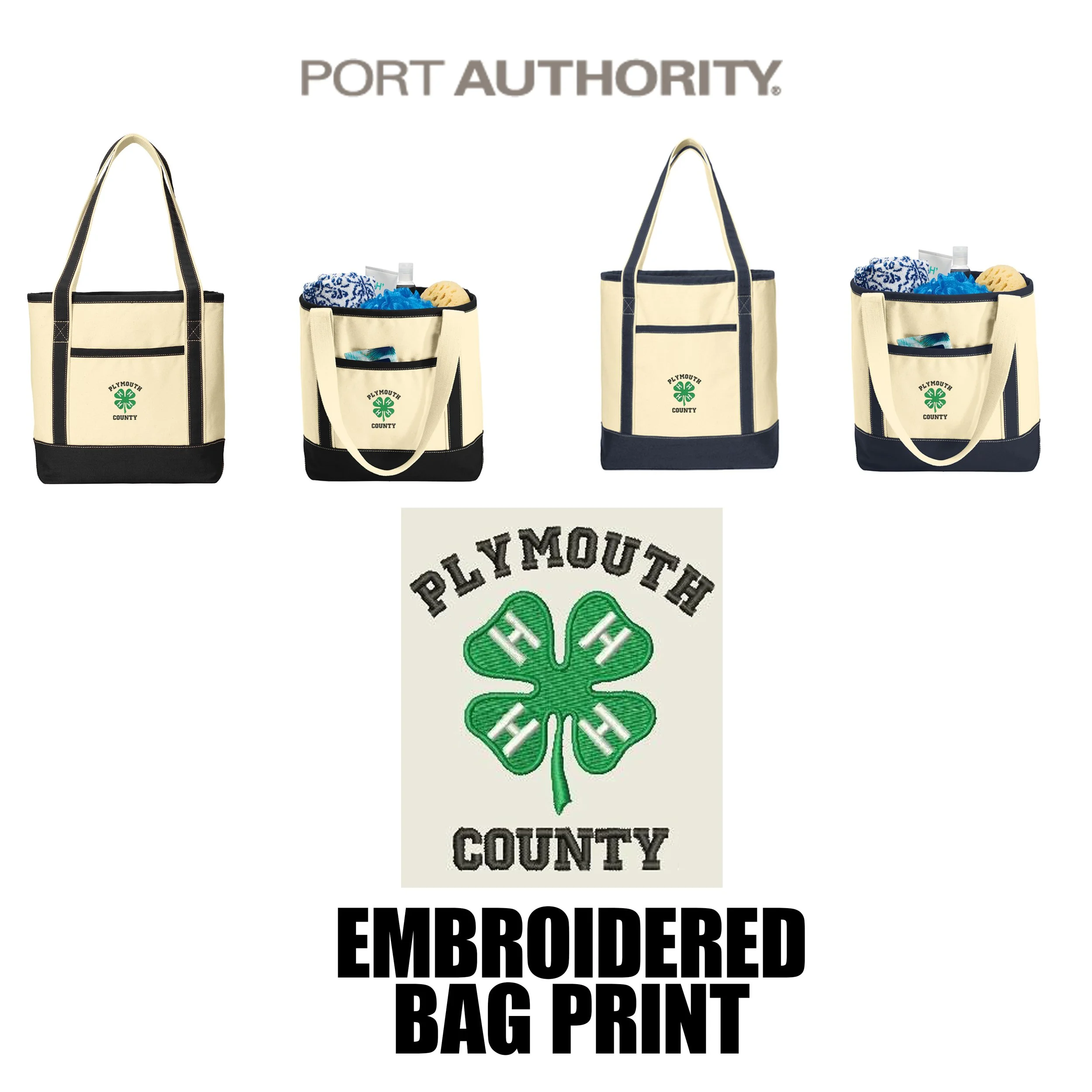 Plymouth County 4-H Swag Port Authority® Medium Cotton Canvas Boat Tote, #BG412