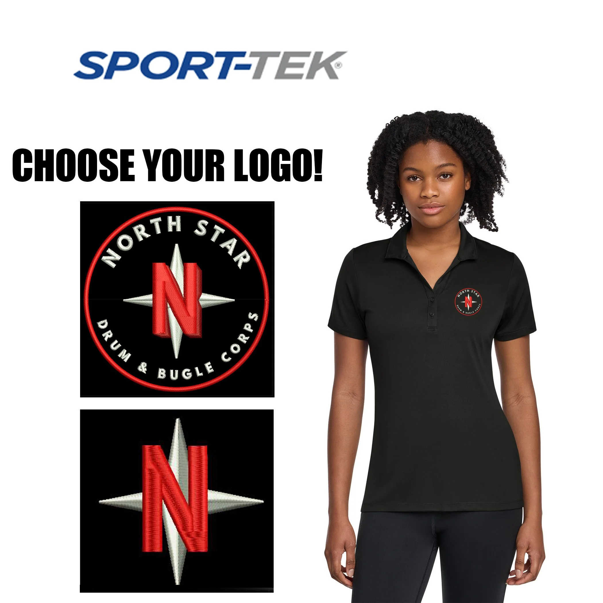 North Star Drum & Bugle Corps Sport-Tek® Women's PosiCharge® Re-Compete Polo, Women’s Fit, #LST725