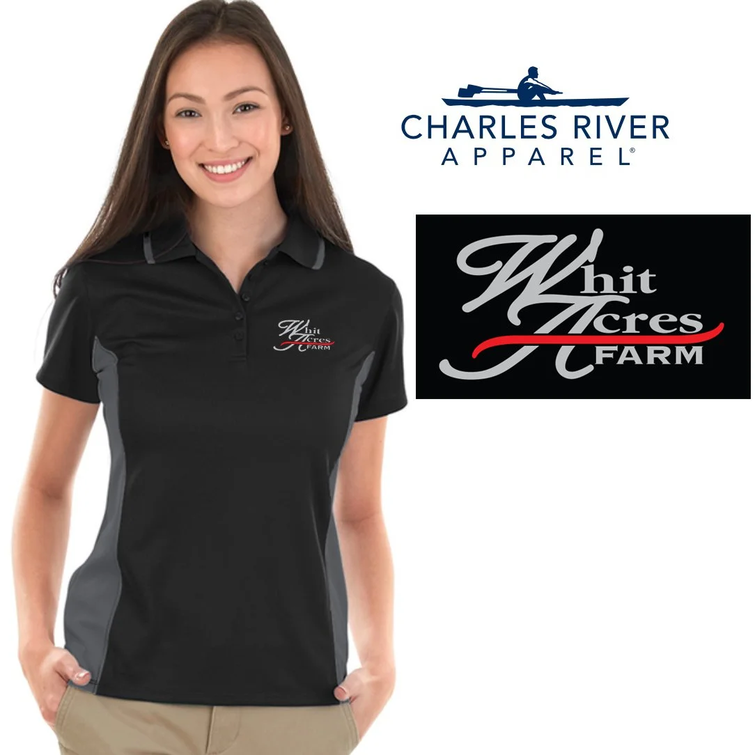 Whit Acres Farm Charles River Women’s Color Blocked Wicking Polo, Ladies Fit, #2810