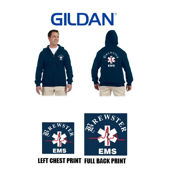 Brewster Ambulance Gildan Adult Unisex/Mens DryBlend® 9.0 oz., 50/50 Full-Zip Hood, 2 Imprint Version #G126