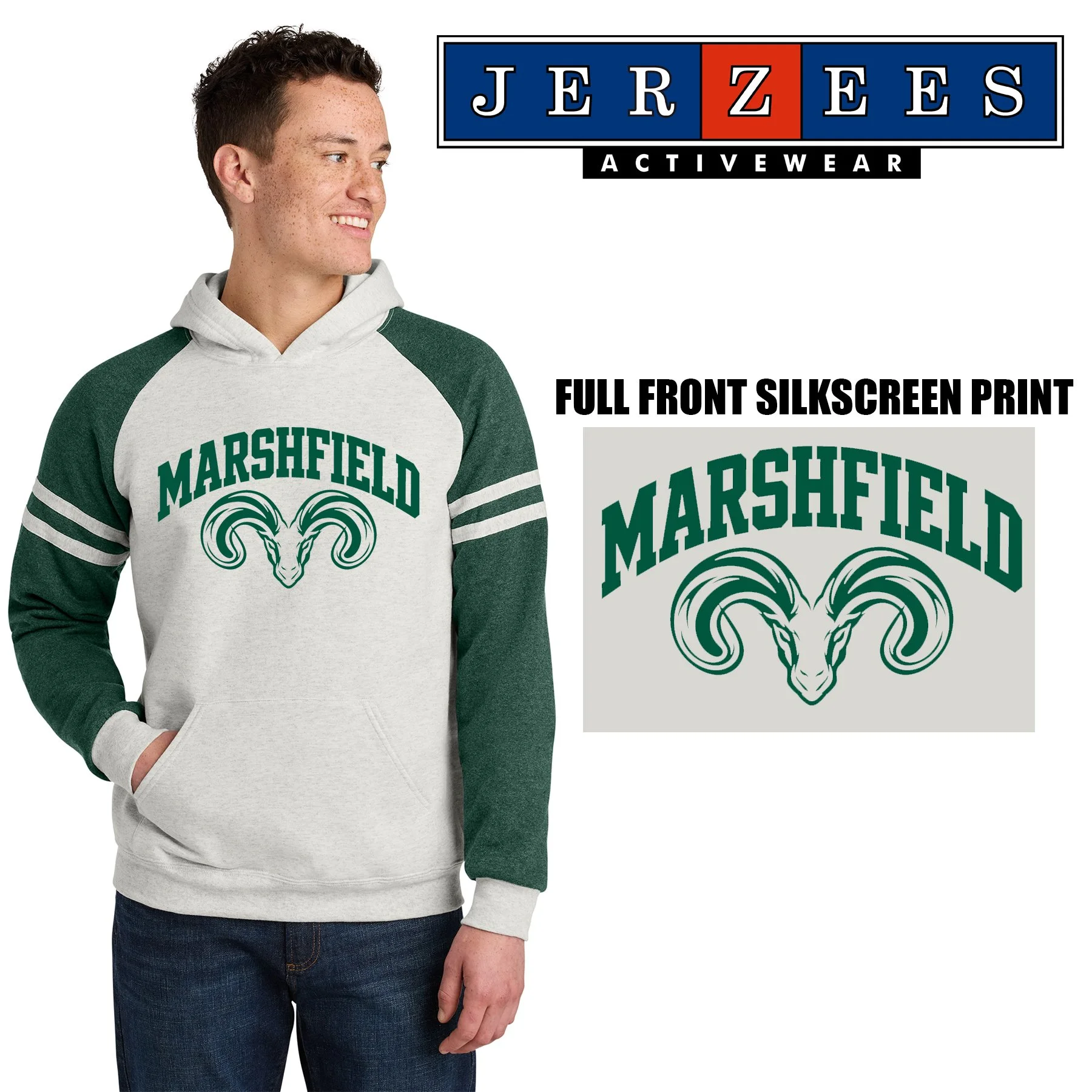 Furnace Brook Middle School Apparel Jerzees® Unisex NuBlend® Varsity Colorblock Hooded Sweatshirt, ATHLETIC, #97C