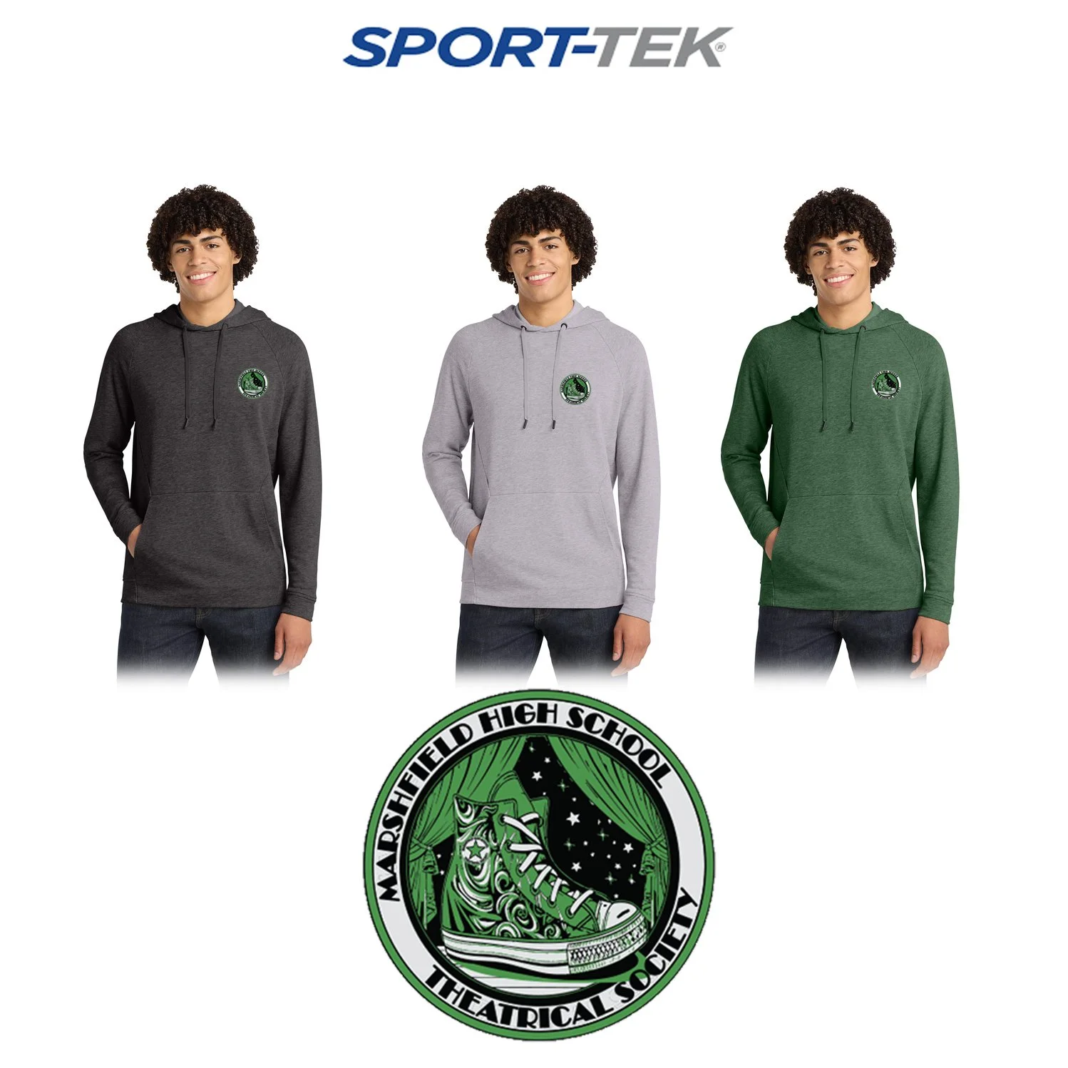 Marshfield High School Theatrical Society Sport-Tek® Lightweight French Terry Pullover Hoodie, Adult Unisex/Men’s Fit, #ST272