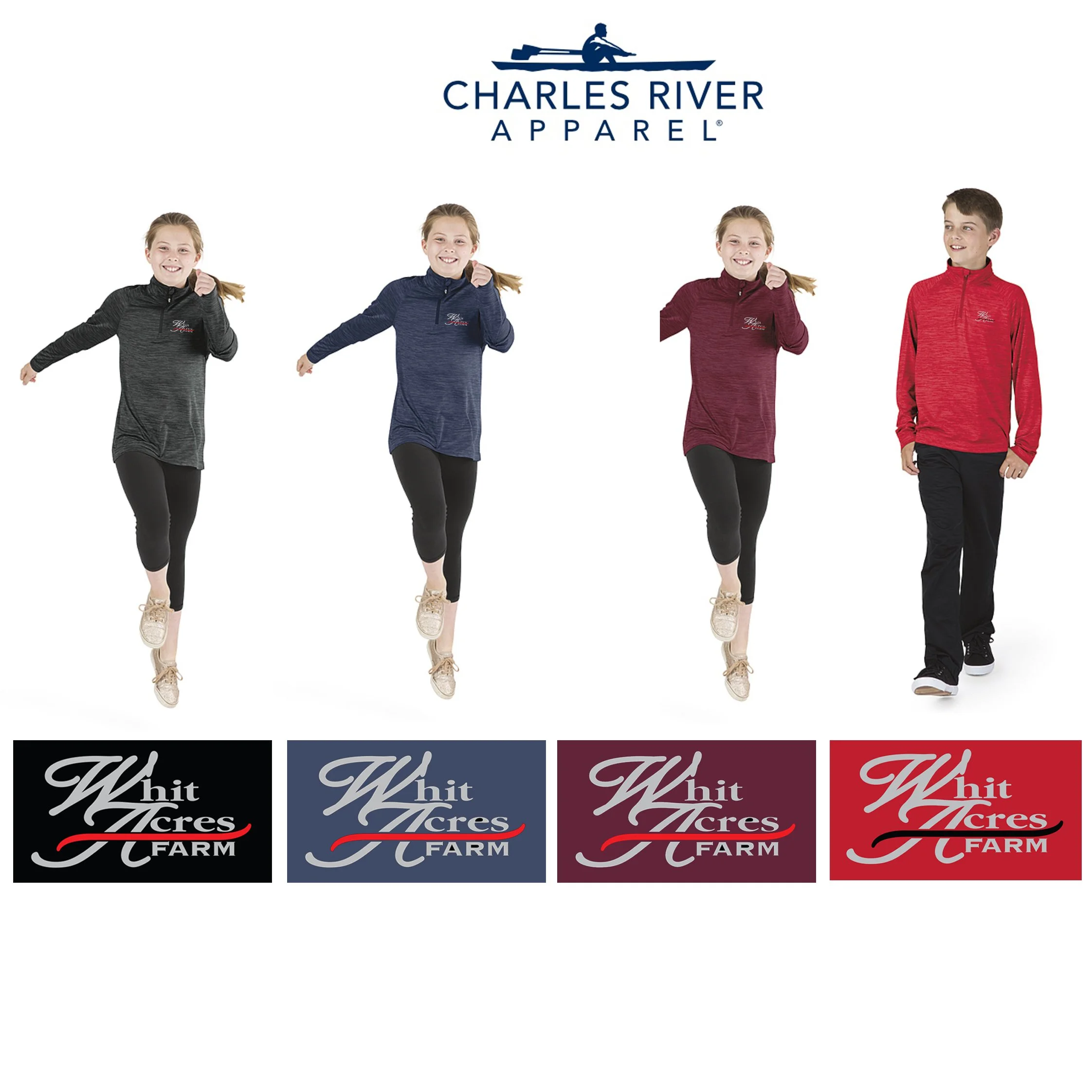 Whit Acres Farm Charles River Youth Space Dye Performance Pullover, Youth Unisex Fit, #8763