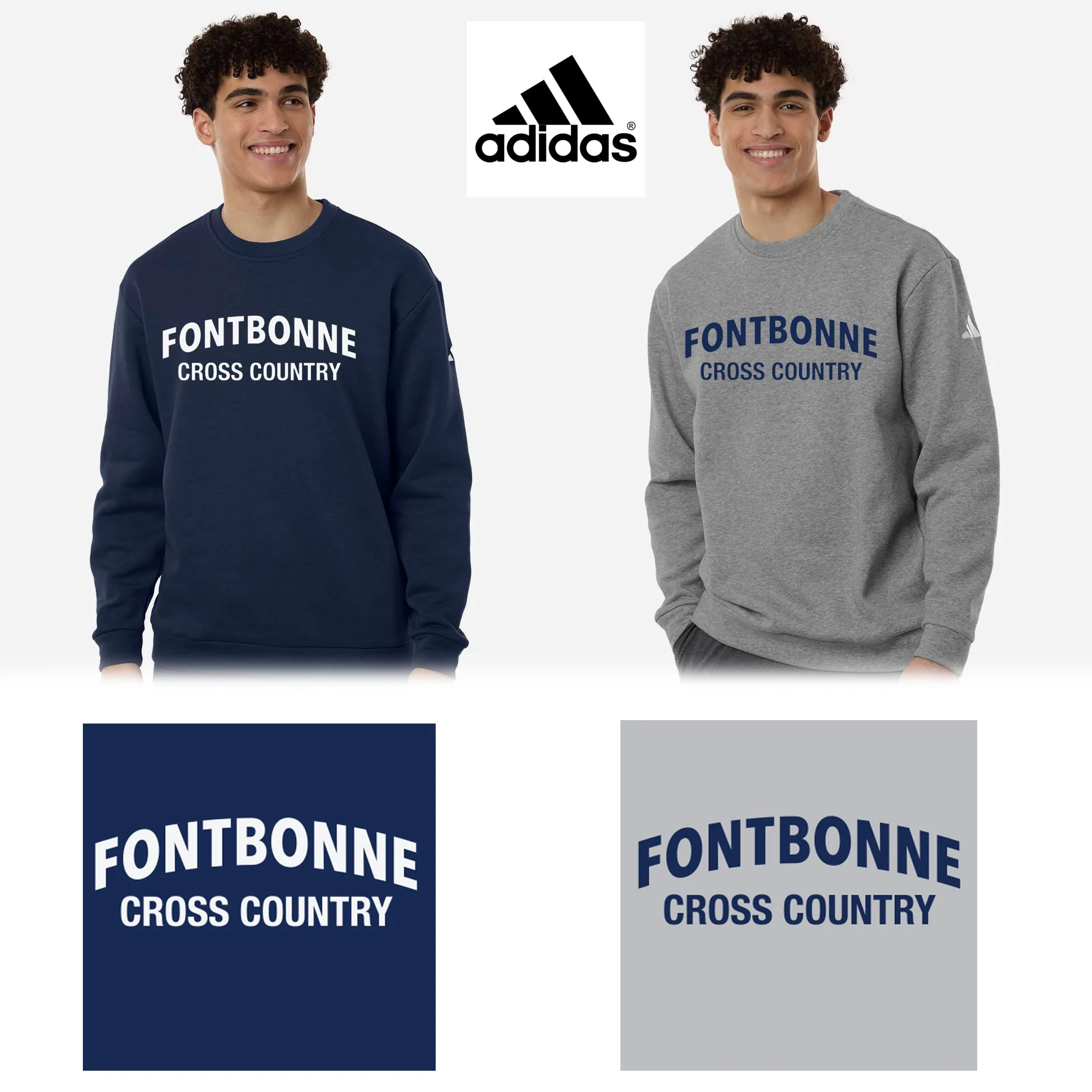 Fontbonne Academy Cross Country Adidas Men’s Fleece Crewneck Sweatshirt, Men’s/Adult Unisex Fit, #AT200