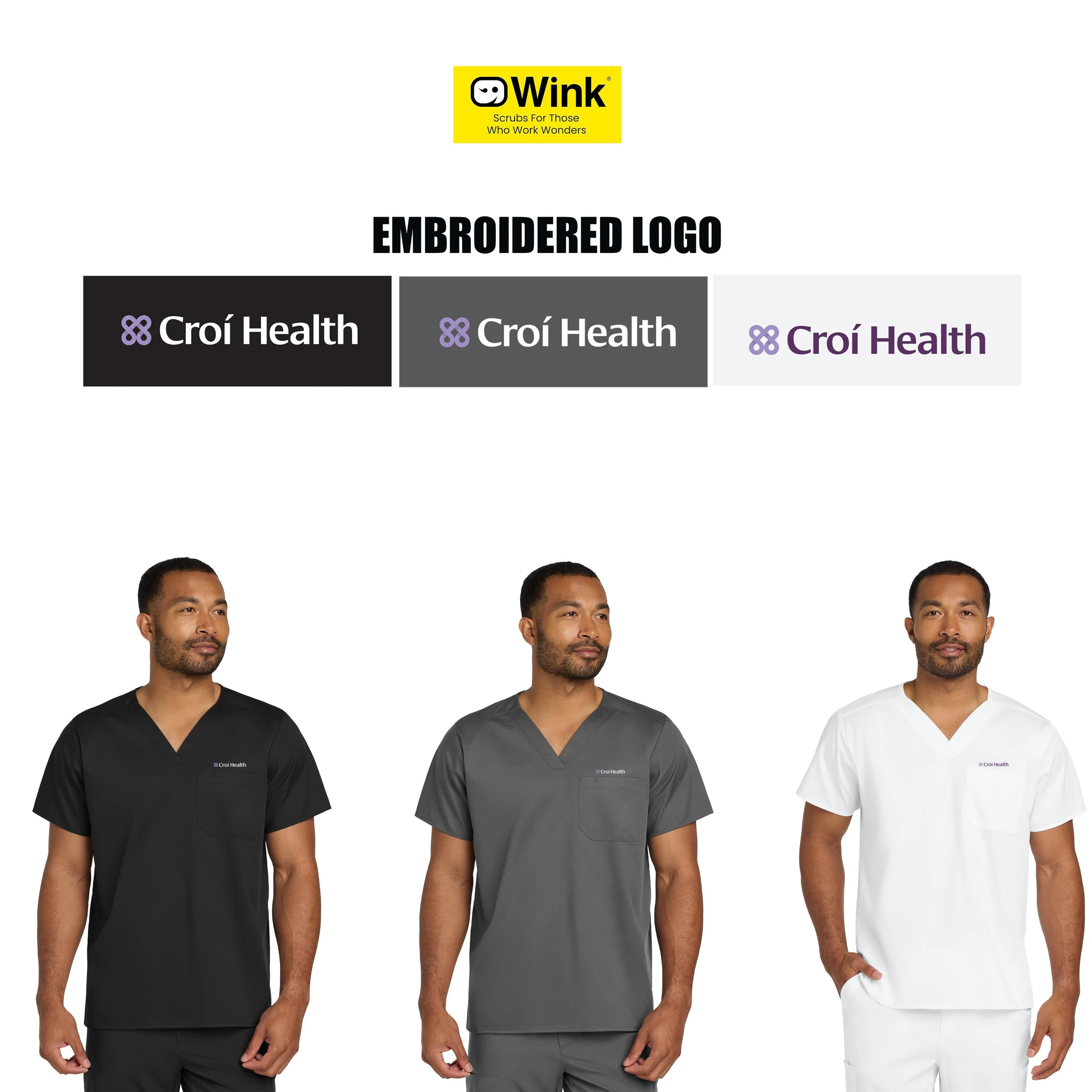 Croí Health Wink® Unisex WorkFlex Chest Pocket V-Neck Top, Adult Unisex Fit, #WW3160