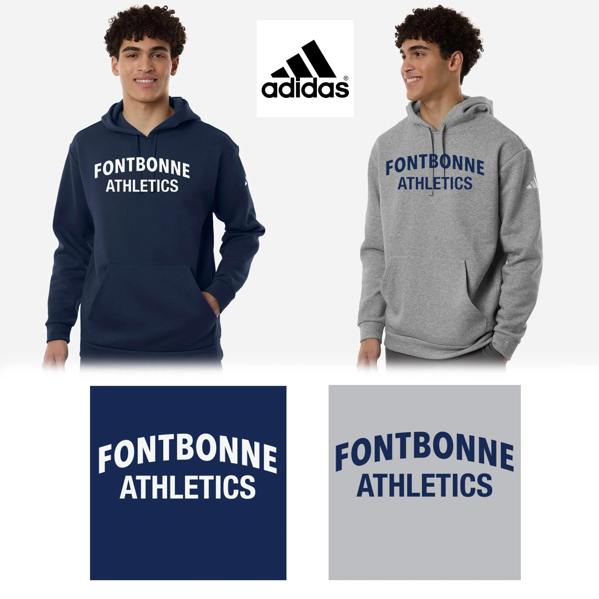 Fontbonne Academy Athletics Adidas Men’s Fleece Hooded Sweatshirt, Men’s/Adult Unisex Fit, #AT203
