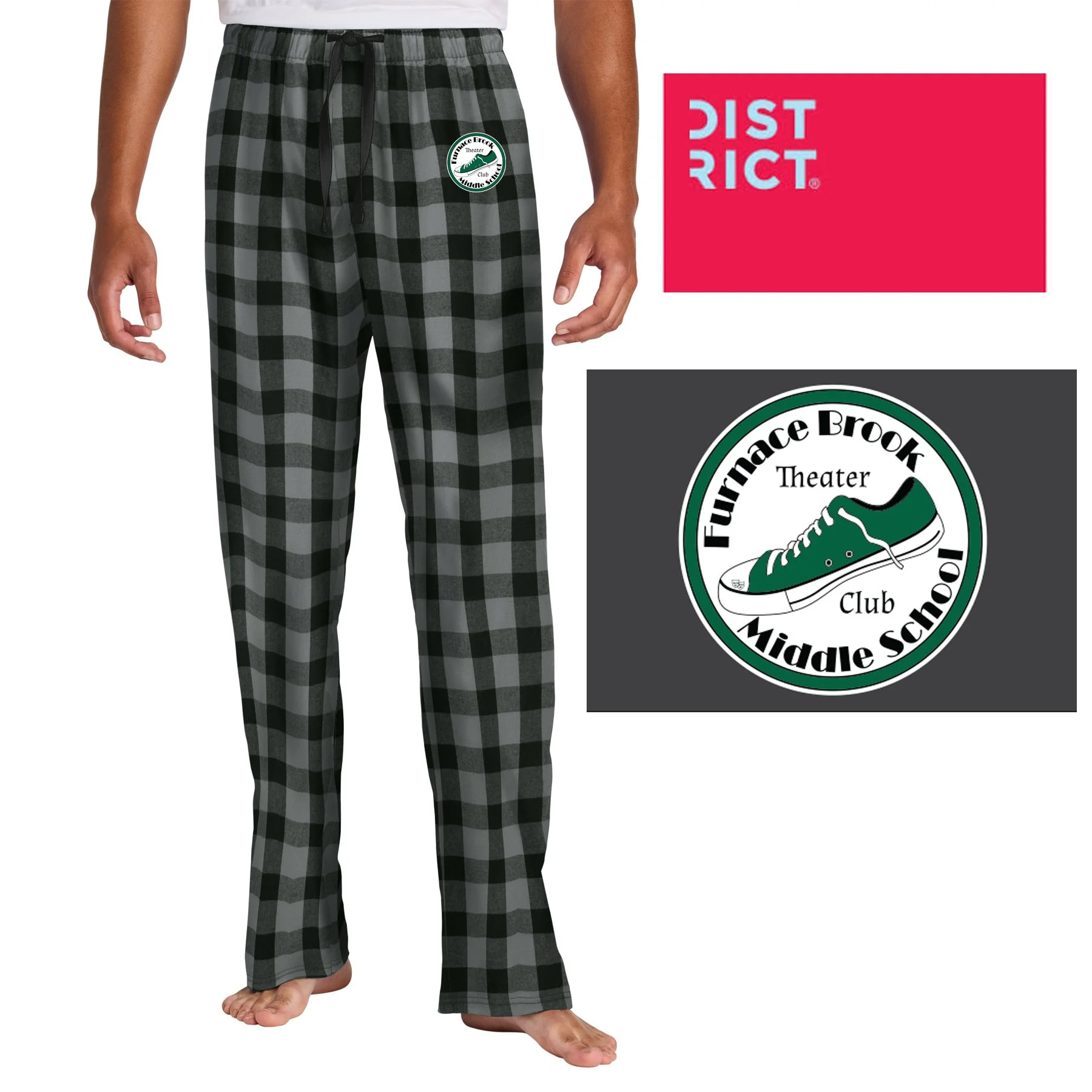 Furnace Brook Middle School Theater Club District Flannel Plaid Pant, Adult Unisex/Men’s Fit, #DT1800