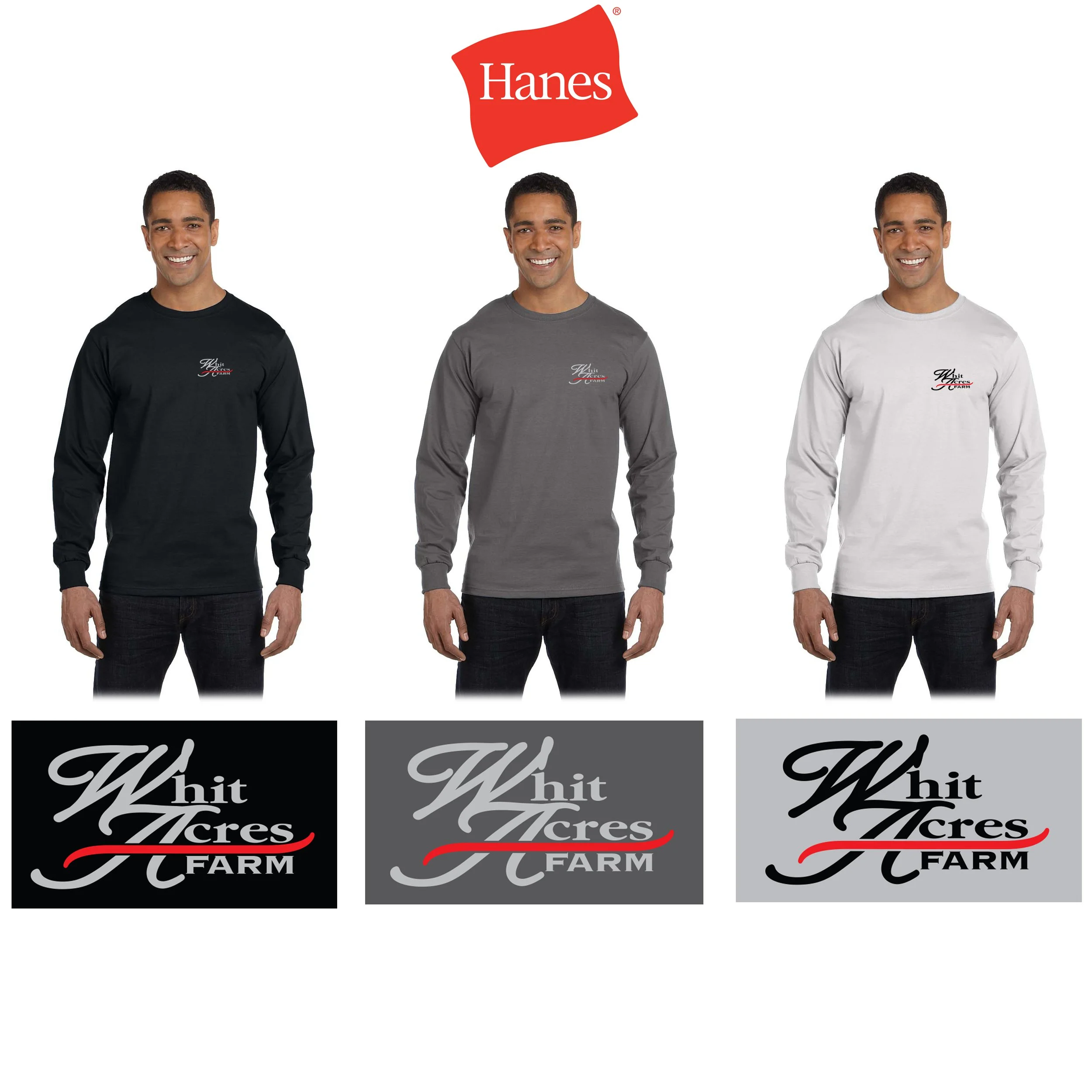 Whit Acres Farm Hanes Adult 6.1 oz. Long-Sleeve Beefy-T®, Adult Unisex/Men’s Fit, #5186
