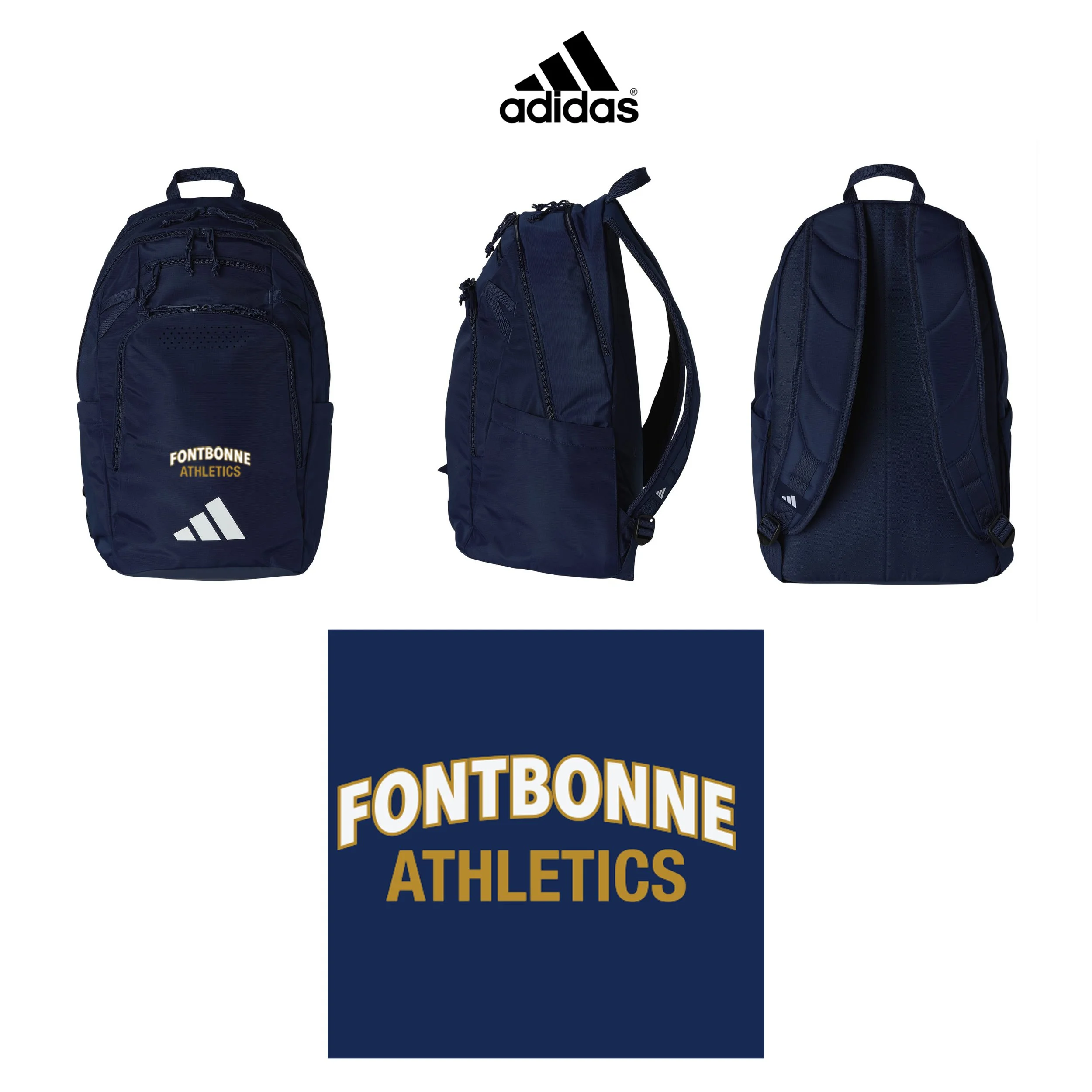 Fontbonne Academy Athletics Adidas Defender 5 Backpack, In Team Navy Blue, #AB600