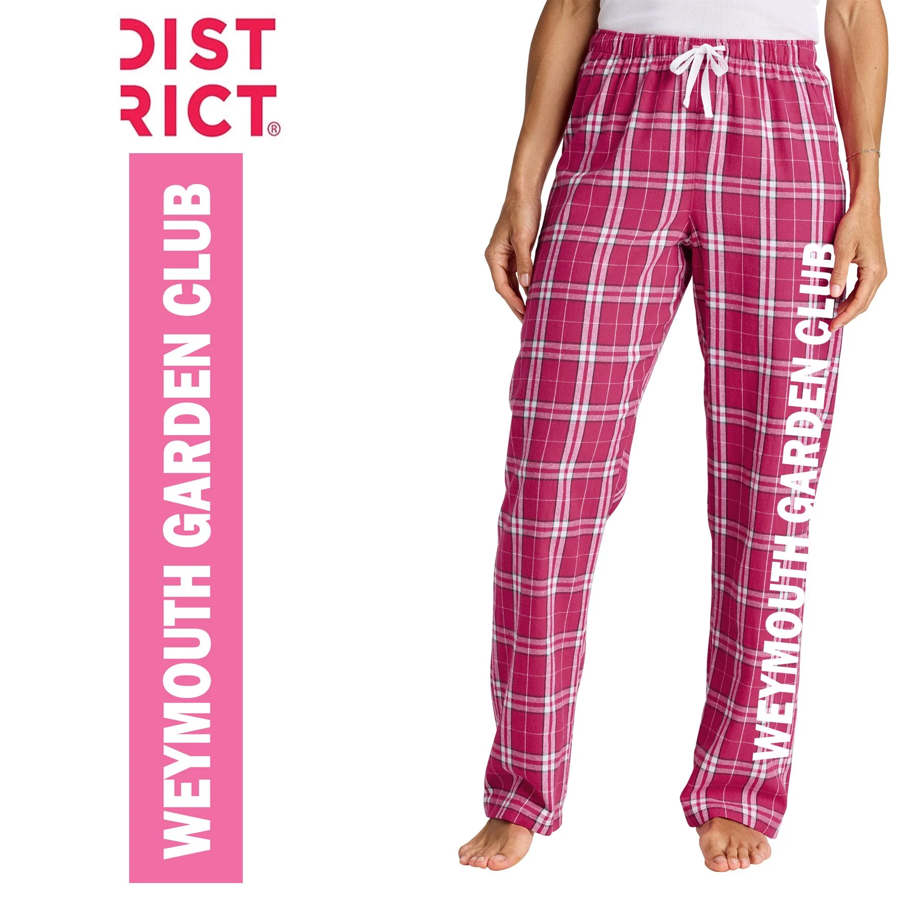 Weymouth Garden Club District Womans Flannel Plaid Pant, Silkscreened, Women’s Fit, #DT2800
