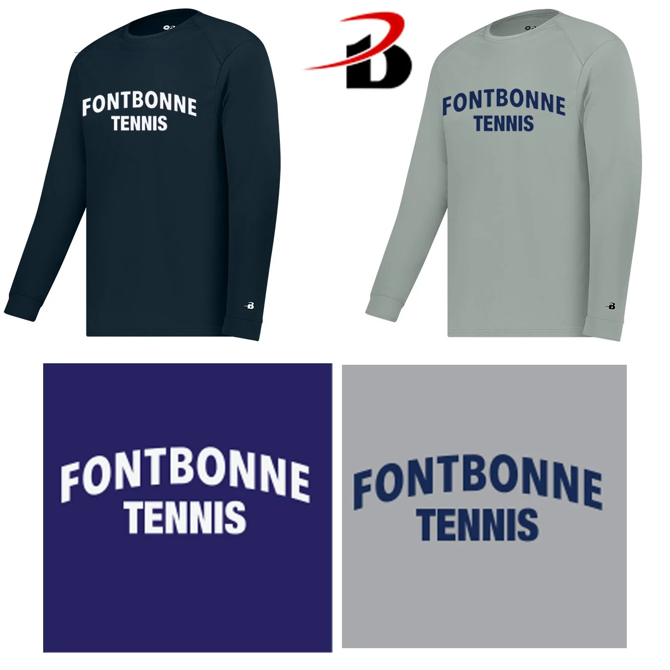 Fontbonne Academy Tennis Badger Brand B-Core Youth Unisex Performance Material Long Sleeve Tee, Youth Unisex Fit, #212000