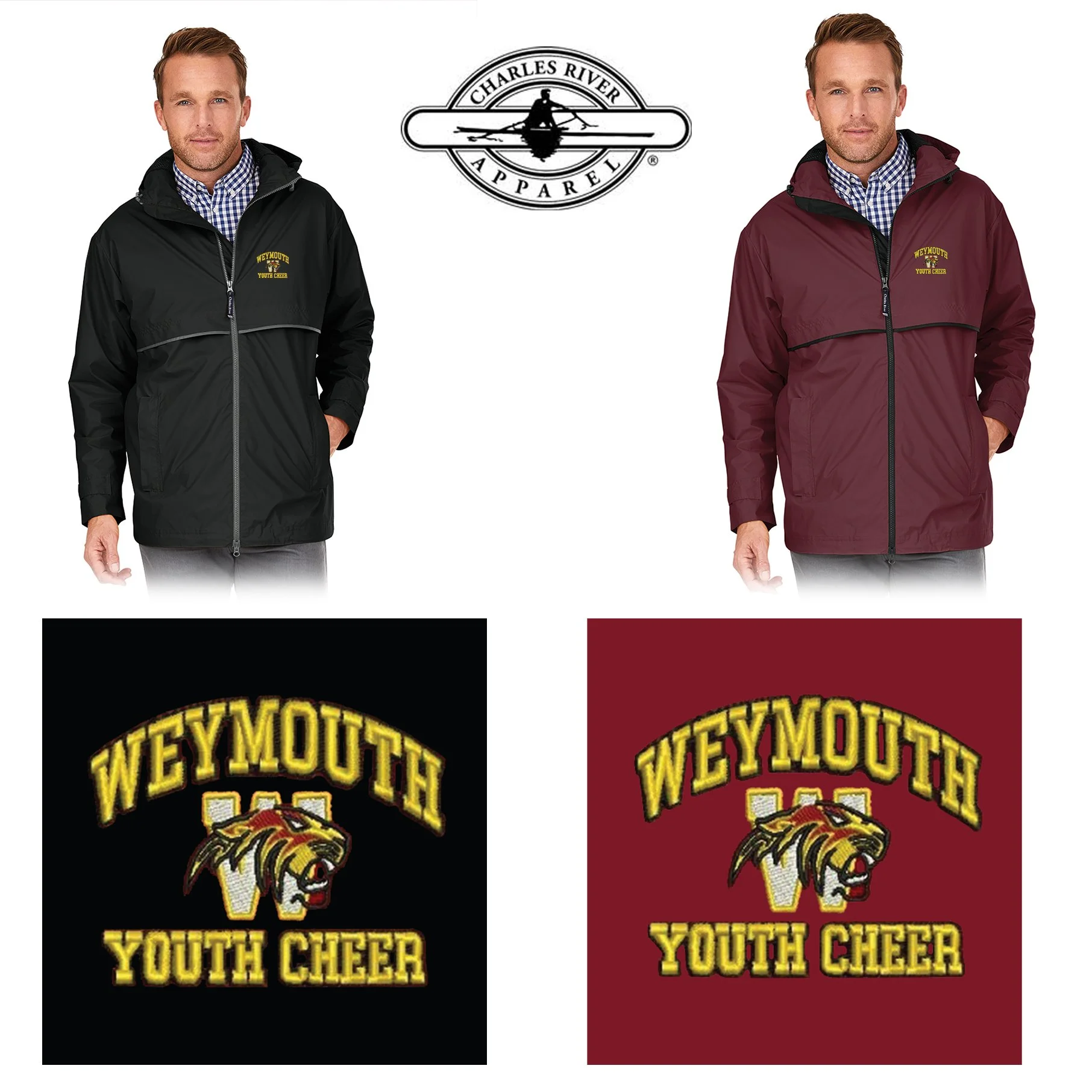 Weymouth Youth Cheer Charles River Men's New Englander® Rain Jacket, Adult Unisex/Men’s Fit, #9199