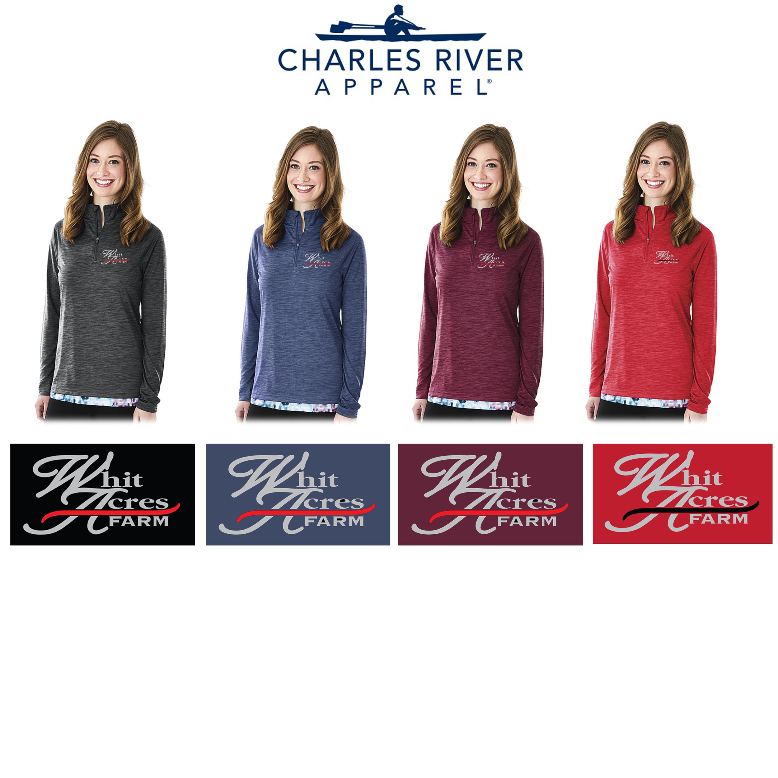 Whit Acres Farm Charles River Women’s Space Dye Performance Pullover, Ladies Fit, #5763