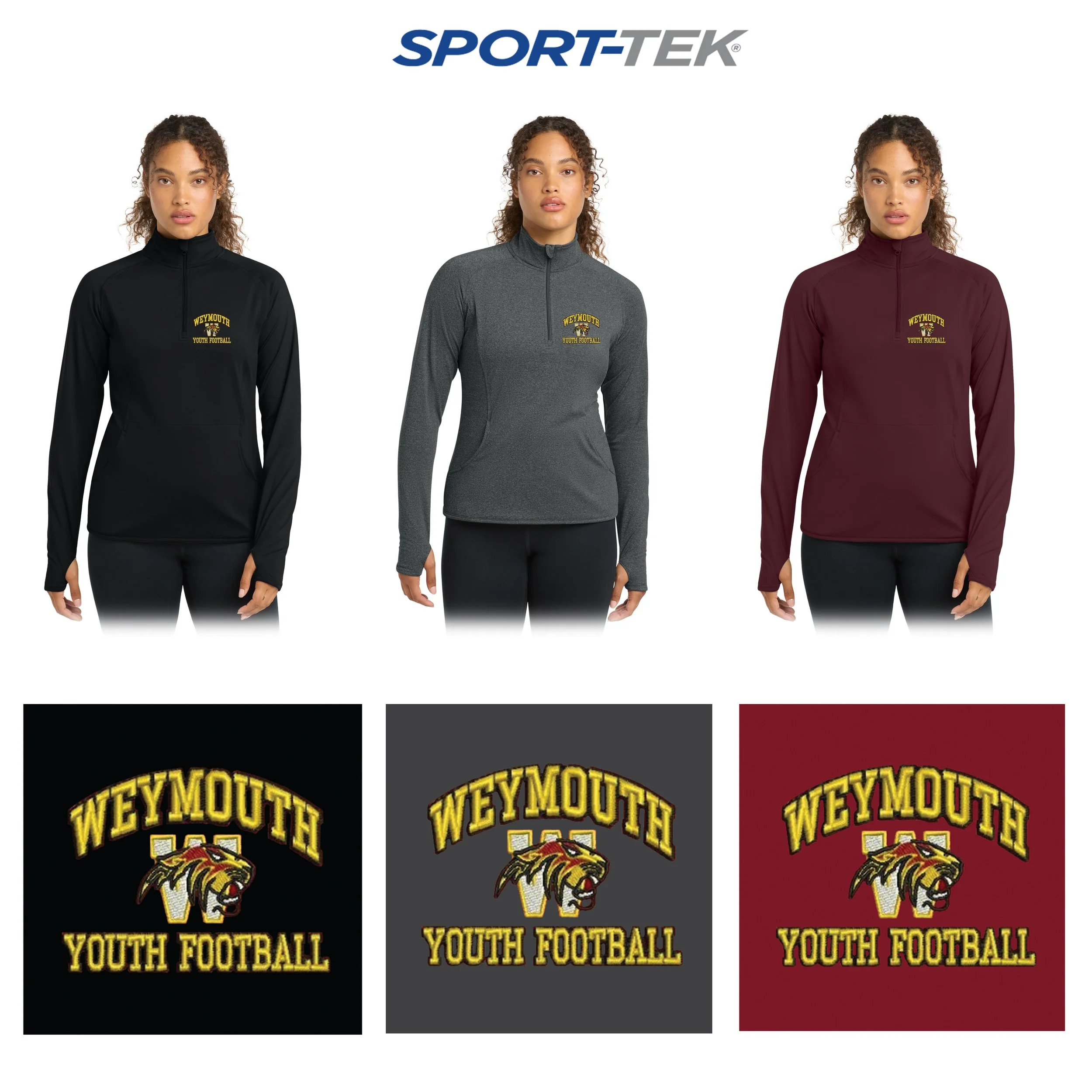 Weymouth Youth Football Sport-Tek® Women's Sport-Wick® Stretch 1/4-Zip Pullover, Women’s Fit, #LST850