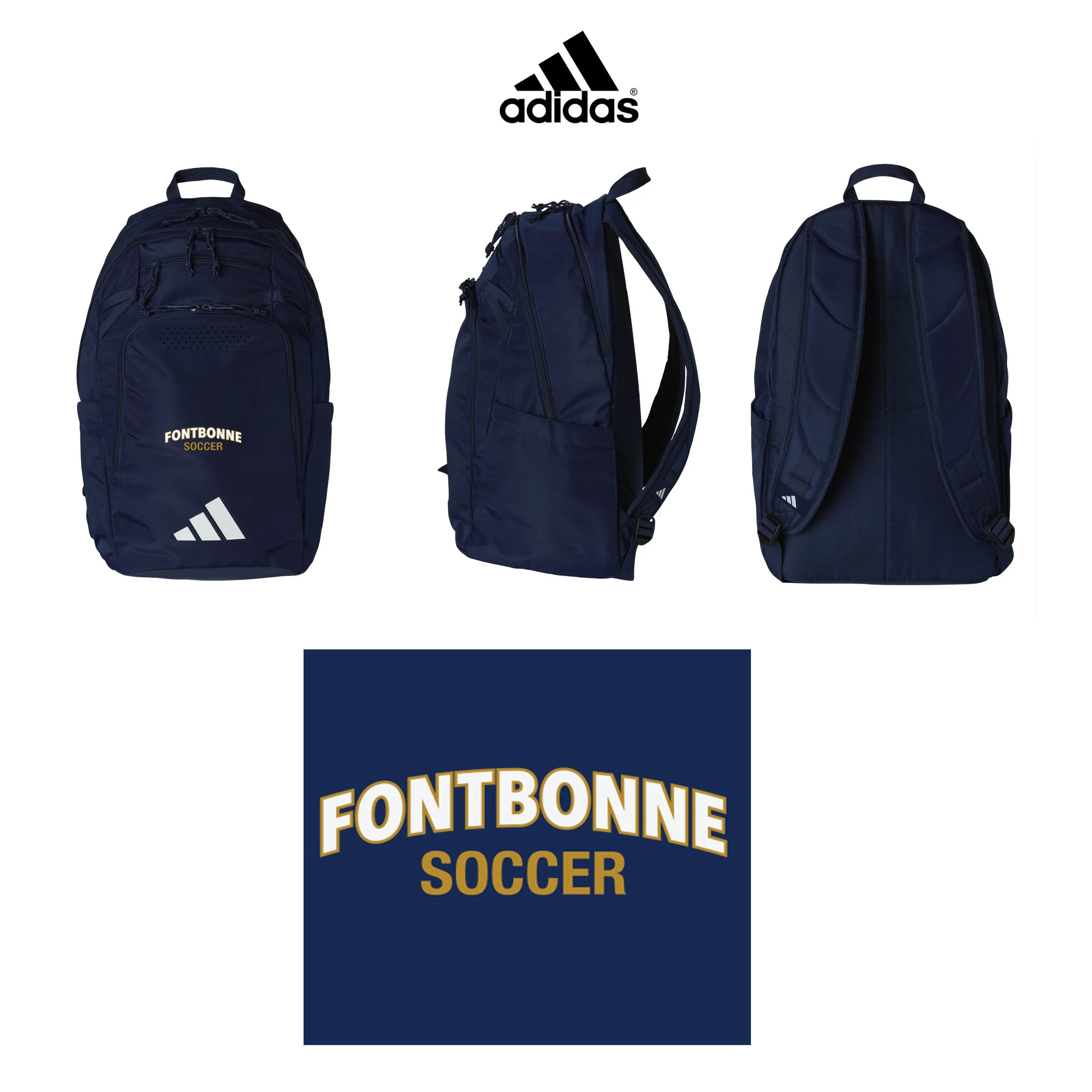 Fontbonne Academy Soccer Adidas Defender 5 Backpack, In Team Navy Blue, #AB600