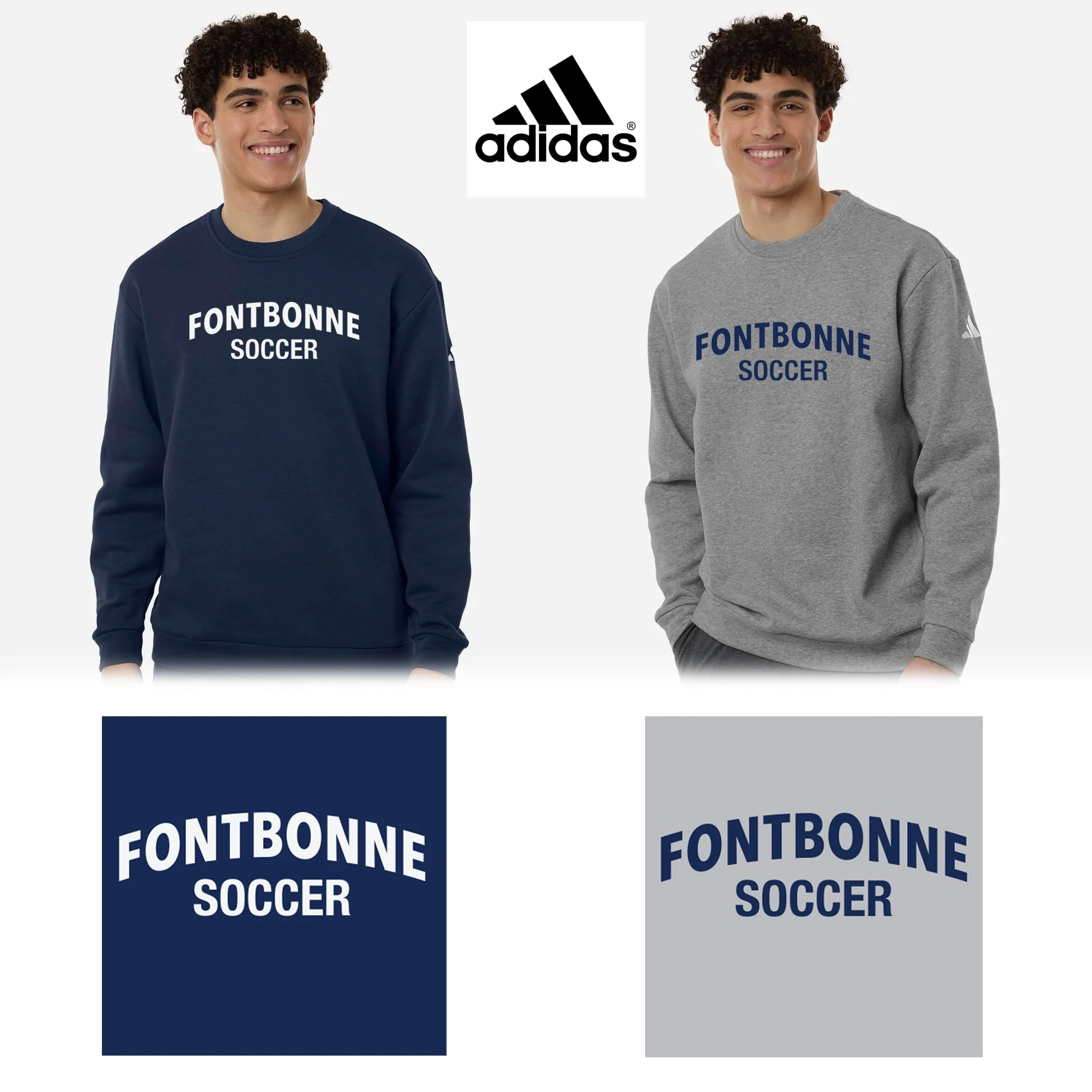 Fontbonne Academy Soccer Adidas Men’s Fleece Crewneck Sweatshirt, Men’s/Adult Unisex Fit, #AT200