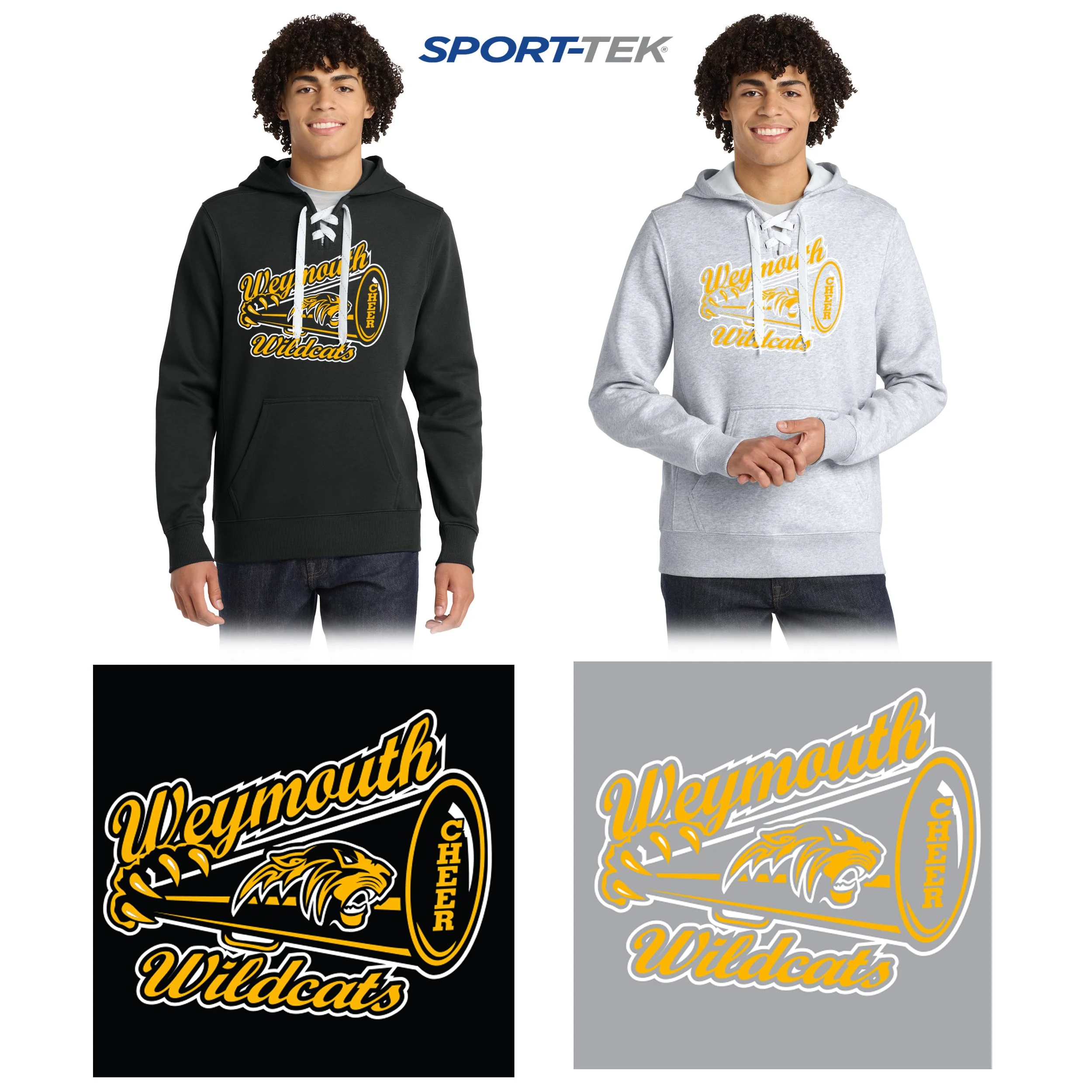 Weymouth Youth Cheer Sport-Tek® Lace Up Pullover Hooded Sweatshirt, Adult Unisex/Men’s Fit, #ST271