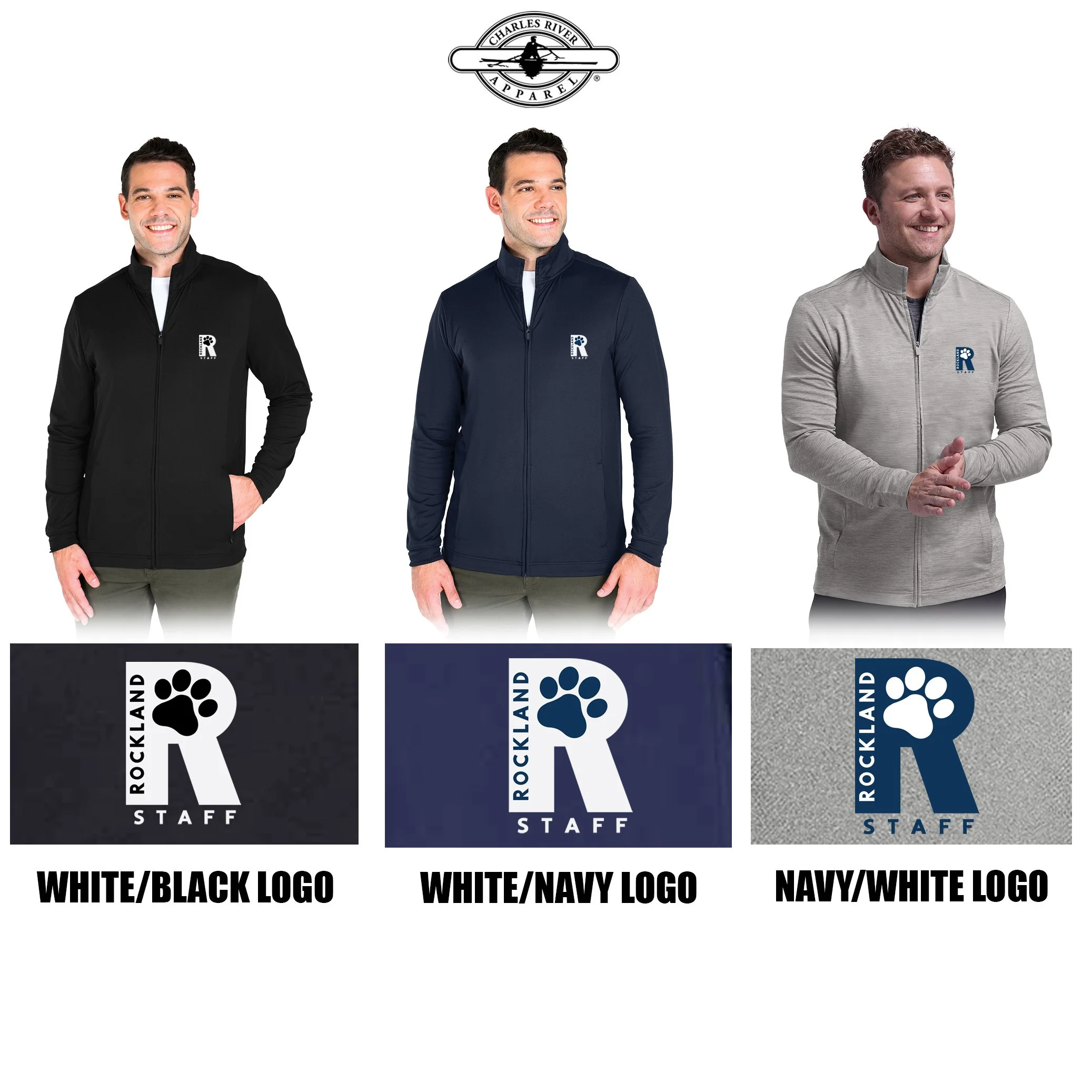 Rockland Staff Apparel RMS Sunshine (John W. Rogers Middle School) Charles River Men's Nu Fitness Jacket, Men’s/Adult Unisex Fit, #9586