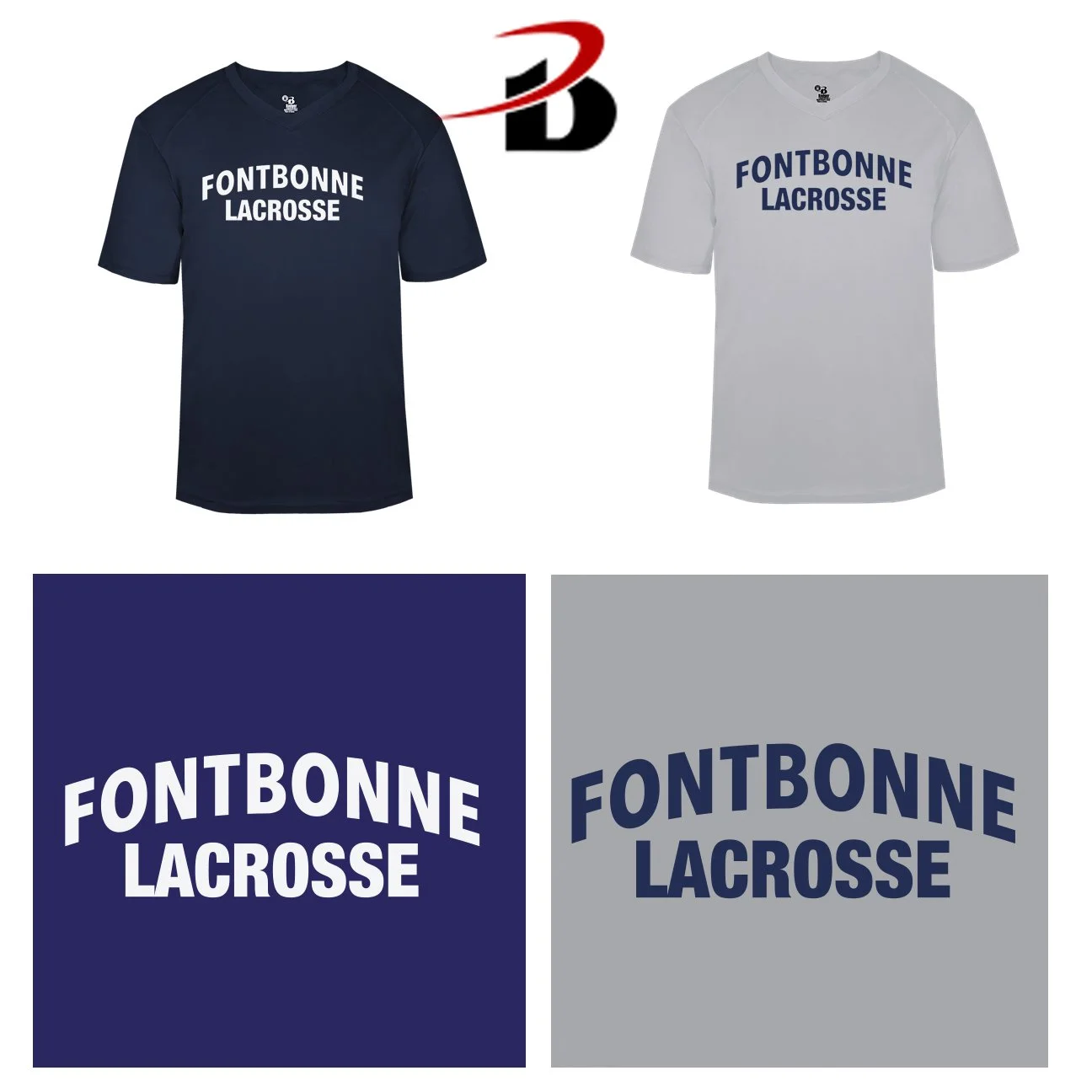 Fontbonne Academy Lacrosse Badger Brand B-Core Men’s Performance Material V-Neck Tee, Mens/Adult Unisex Fit, #412400