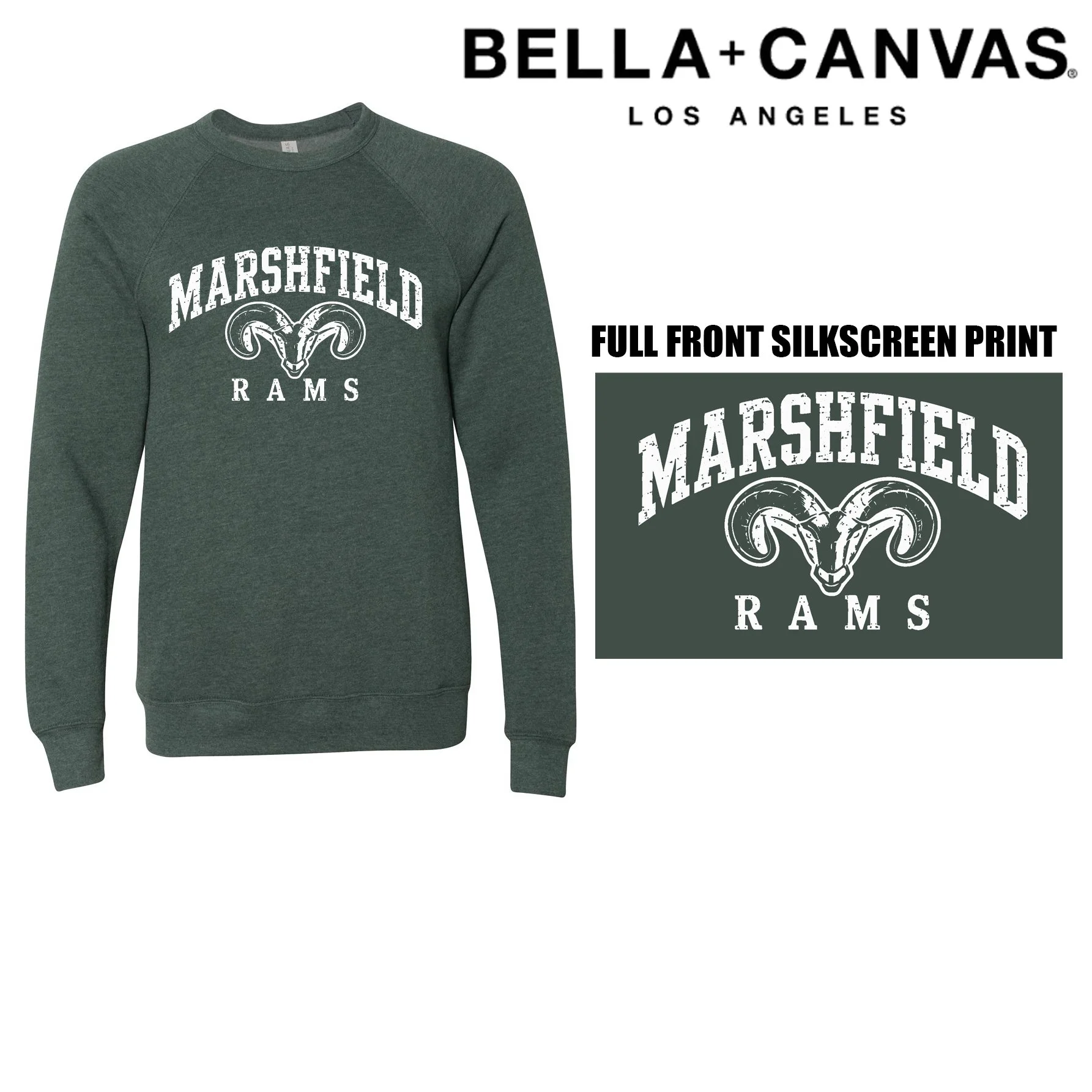 Furnace Brook Middle School Apparel Bella & Canvas Unisex Sponge Fleece Raglan Crewneck Sweatshirt, VINTAGE, Adult Unisex Fit, #3901