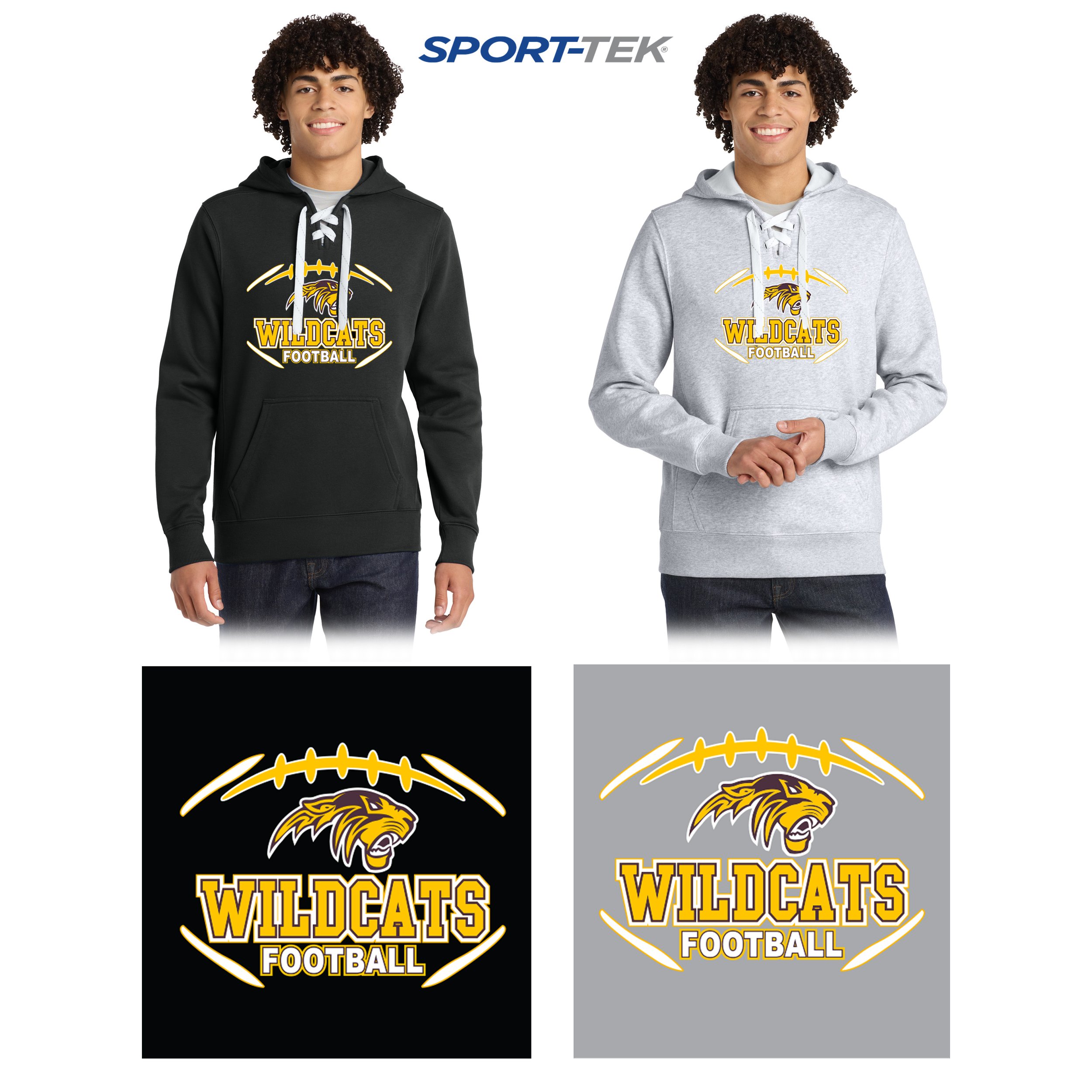 Weymouth Youth Football Sport-Tek® Lace Up Pullover Hooded Sweatshirt, Adult Unisex/Men’s Fit, #ST271