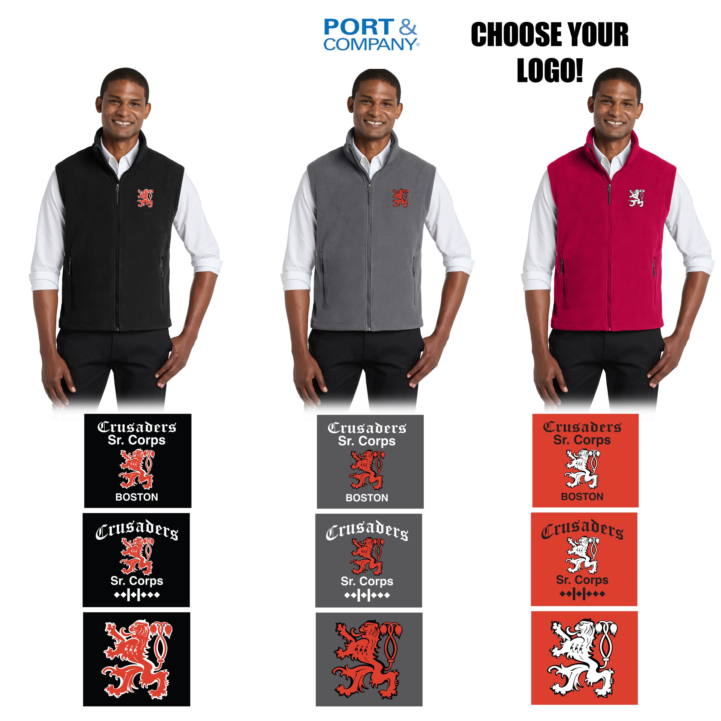 Crusaders Sr. Corps Port Authority® Fleece Vest, Adult Unisex/Men’s Fit, #F219