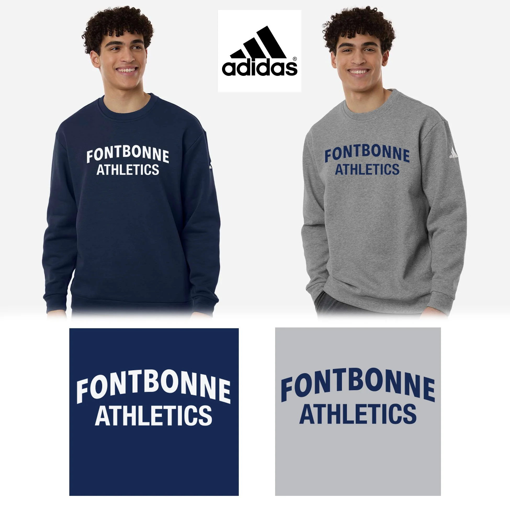 Fontbonne Academy Athletics Adidas Men’s Fleece Crewneck Sweatshirt, Men’s/Adult Unisex Fit, #AT200