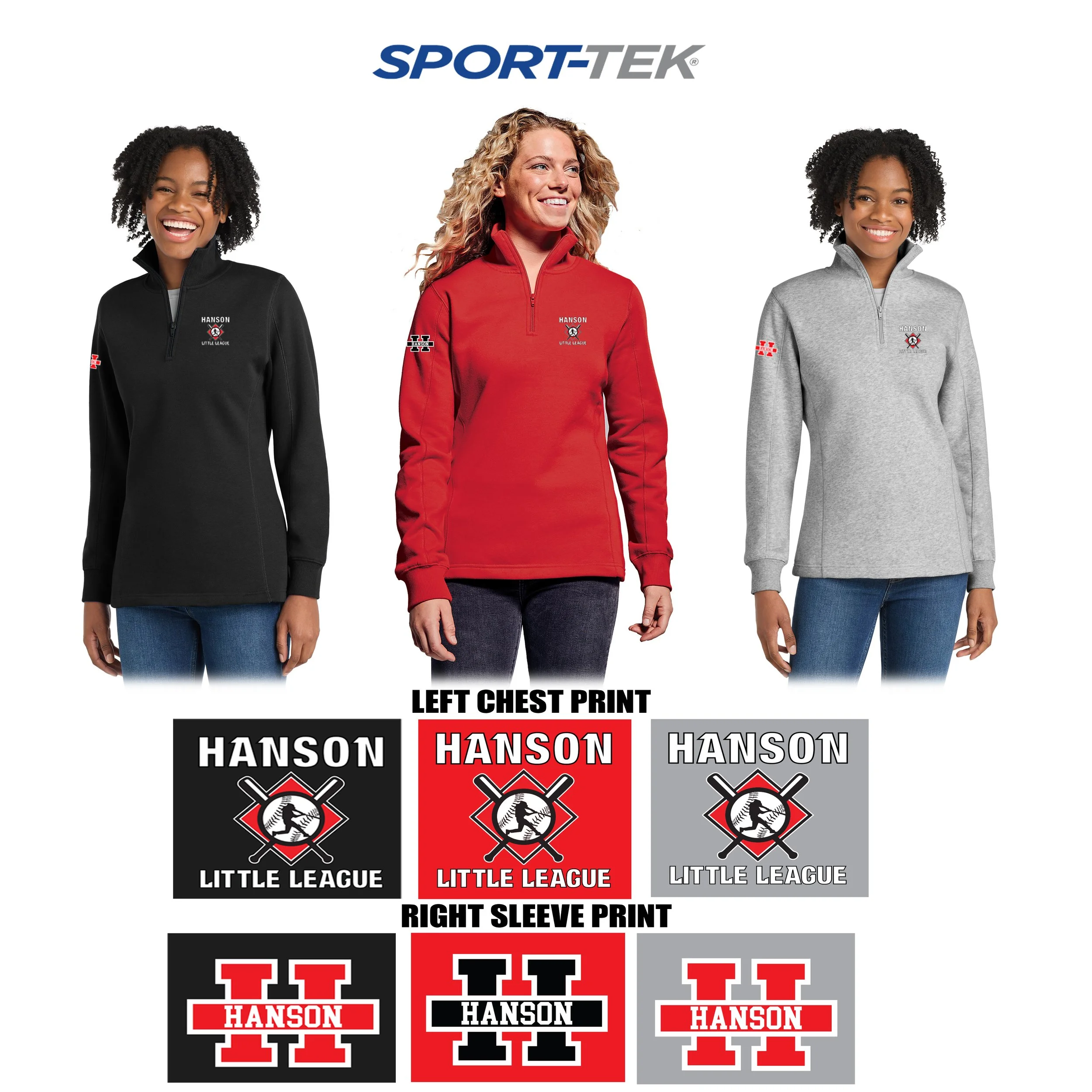Hanson Little League Sport-Tek® Women's 1/4-Zip Sweatshirt, Women’s Fit, #LST253