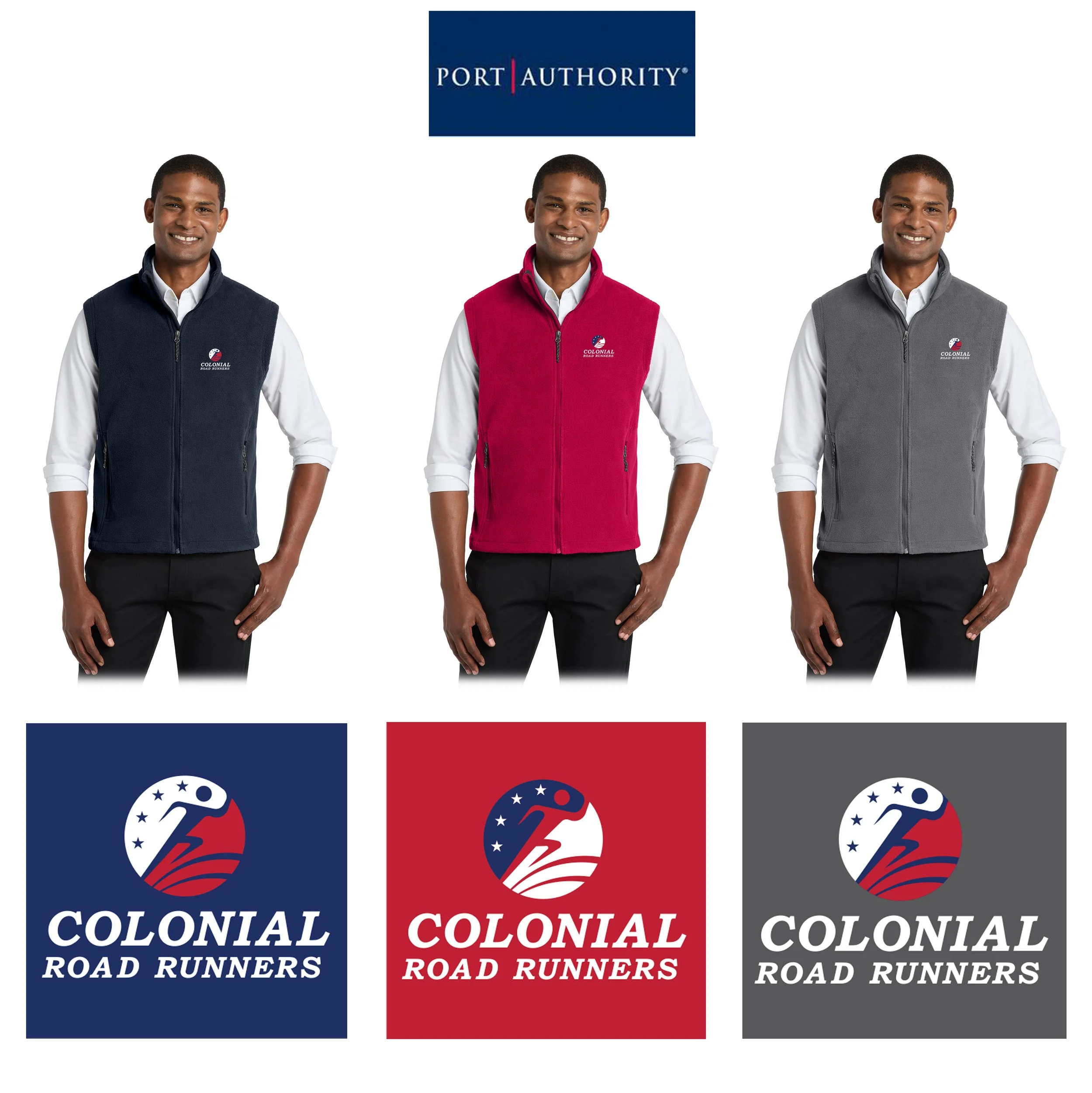Colonial Road Runners Port Authority® Fleece Vest, Adult Unisex/Men’s Fit, #F219