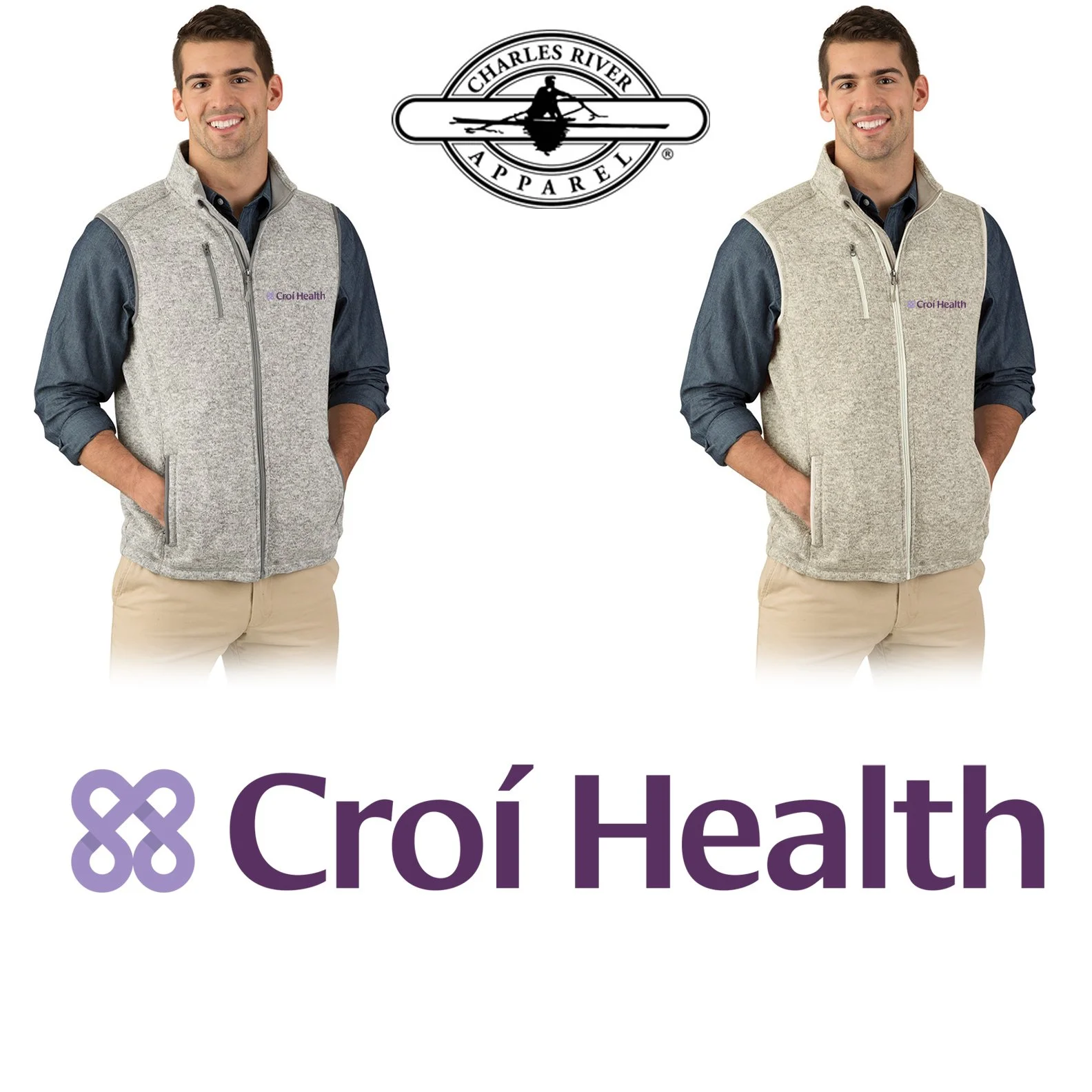 Croí Health Charles River Men's Pacific Heathered Vest, Men’s Fit, #9722
