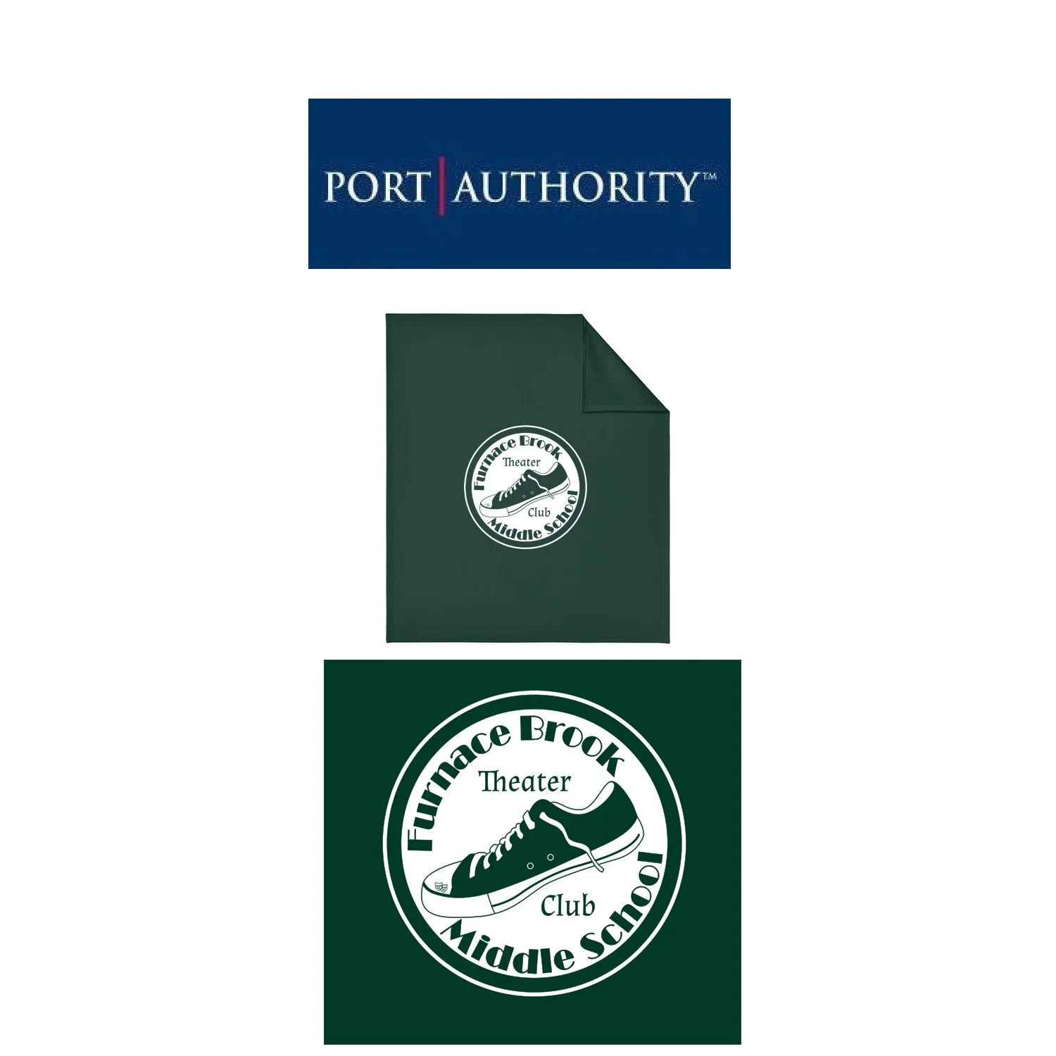 Furnace Brook Middle School Theater Club Port Authority® Core Fleece Sweatshirt Blanket, Dark Green, #BP78