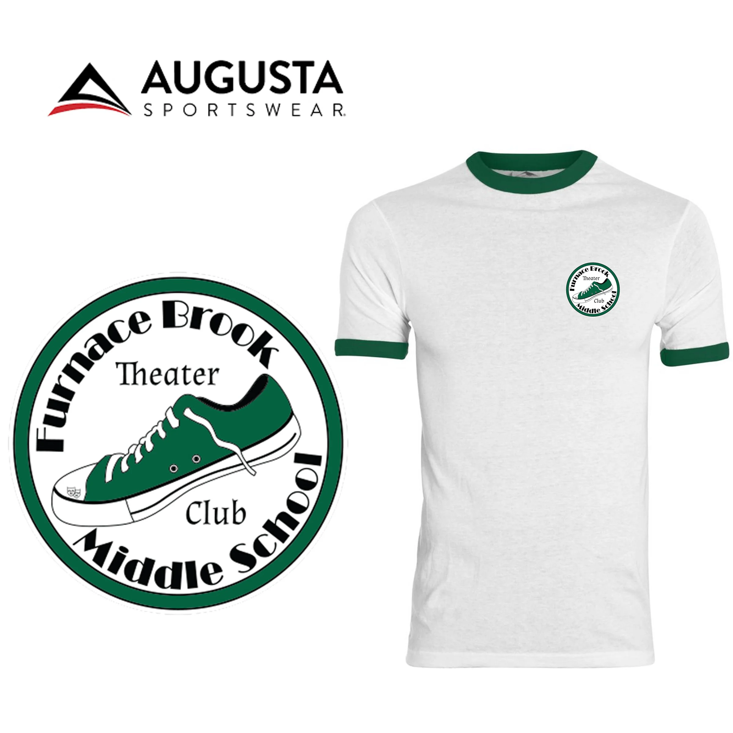 Furnace Brook Middle School Theater Club Augusta Sportswear Youth Ringer T-Shirt, Youth Fit, #711