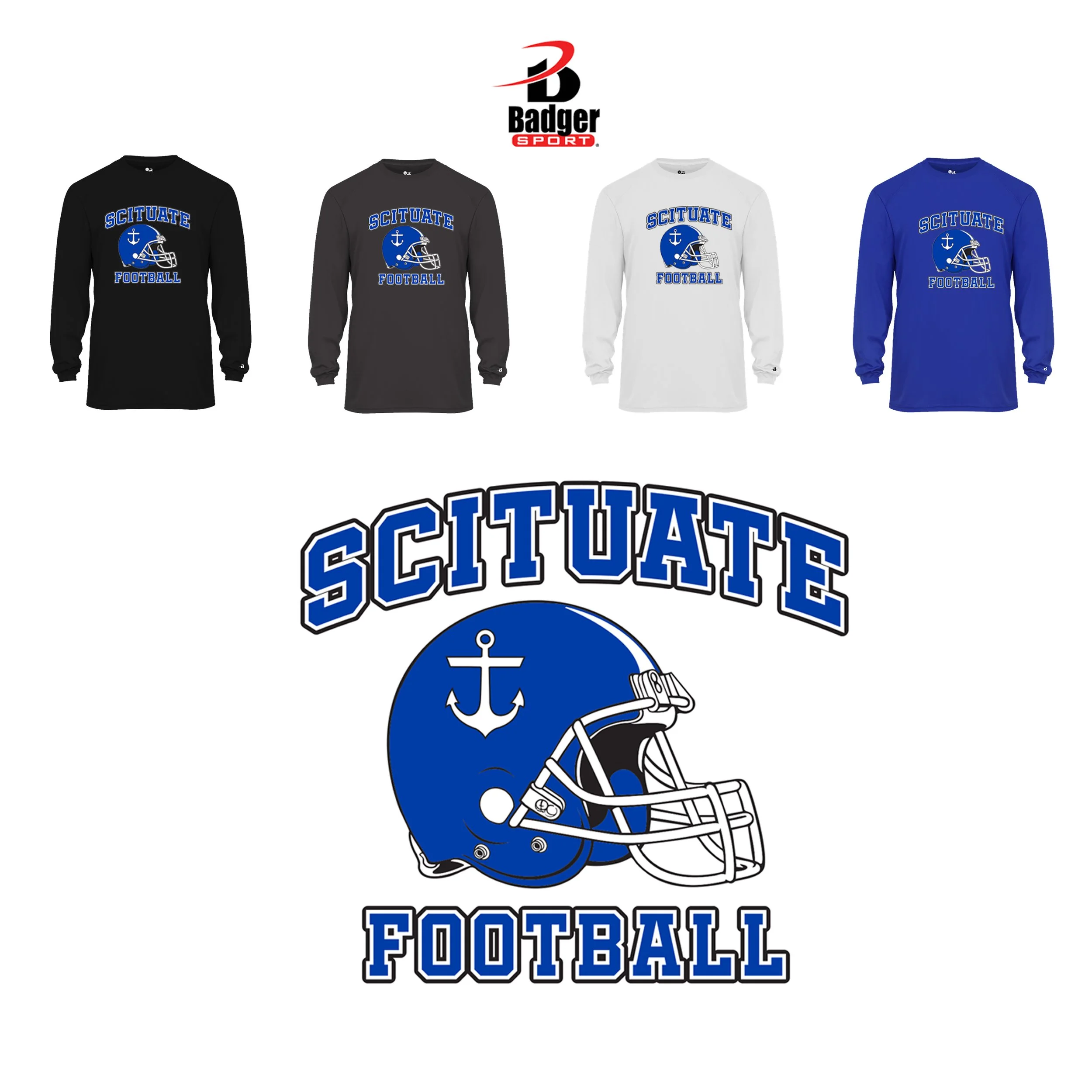 Scituate High School Football Boosters Badger B-Core Long Sleeve Performance Tee, Adult, #410400