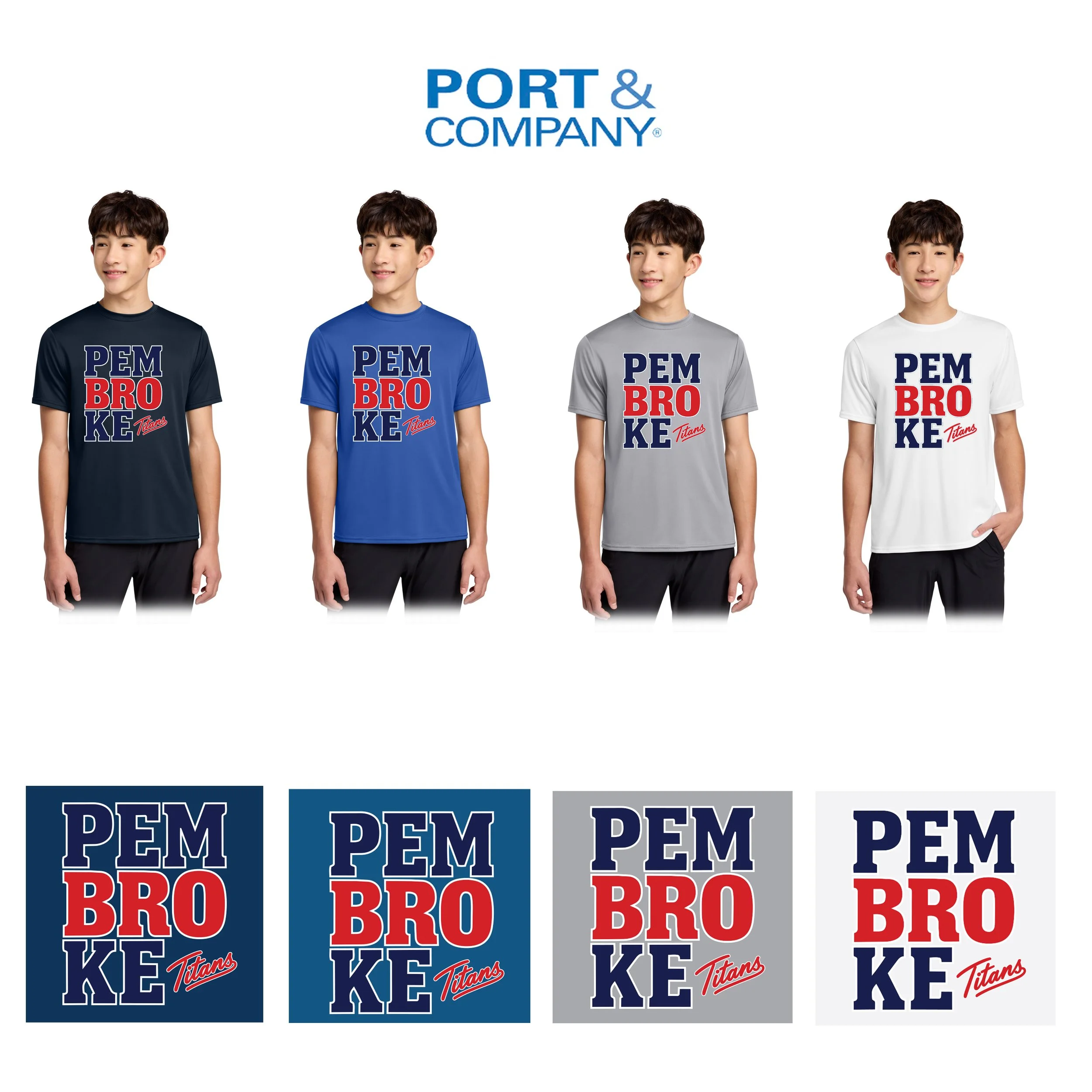 Bryantville Elementary School Port & Co® Youth Short Sleeve Performance Tee, BRO Version, Youth Unisex Fit, #PC380Y