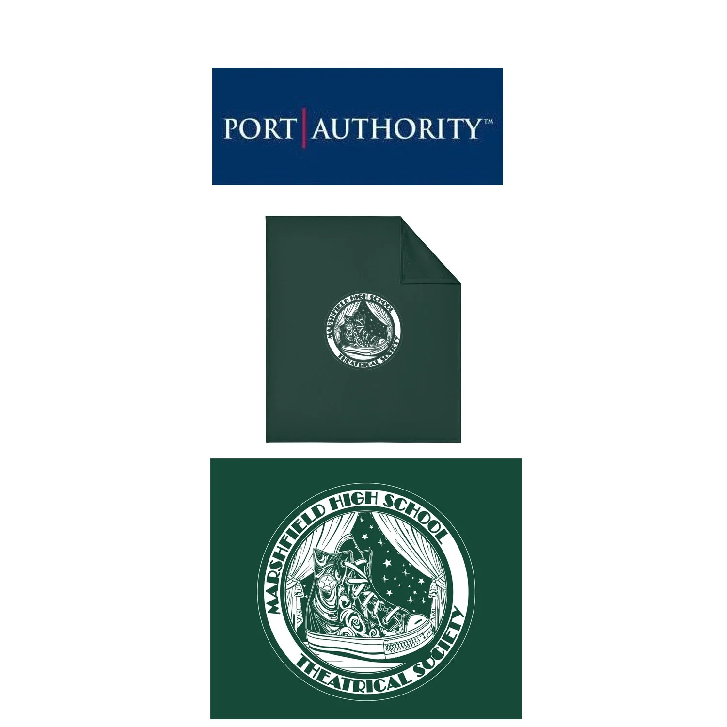 Marshfield High School Theatrical Society Port Authority® Core Fleece Sweatshirt Blanket, Dark Green, #BP78